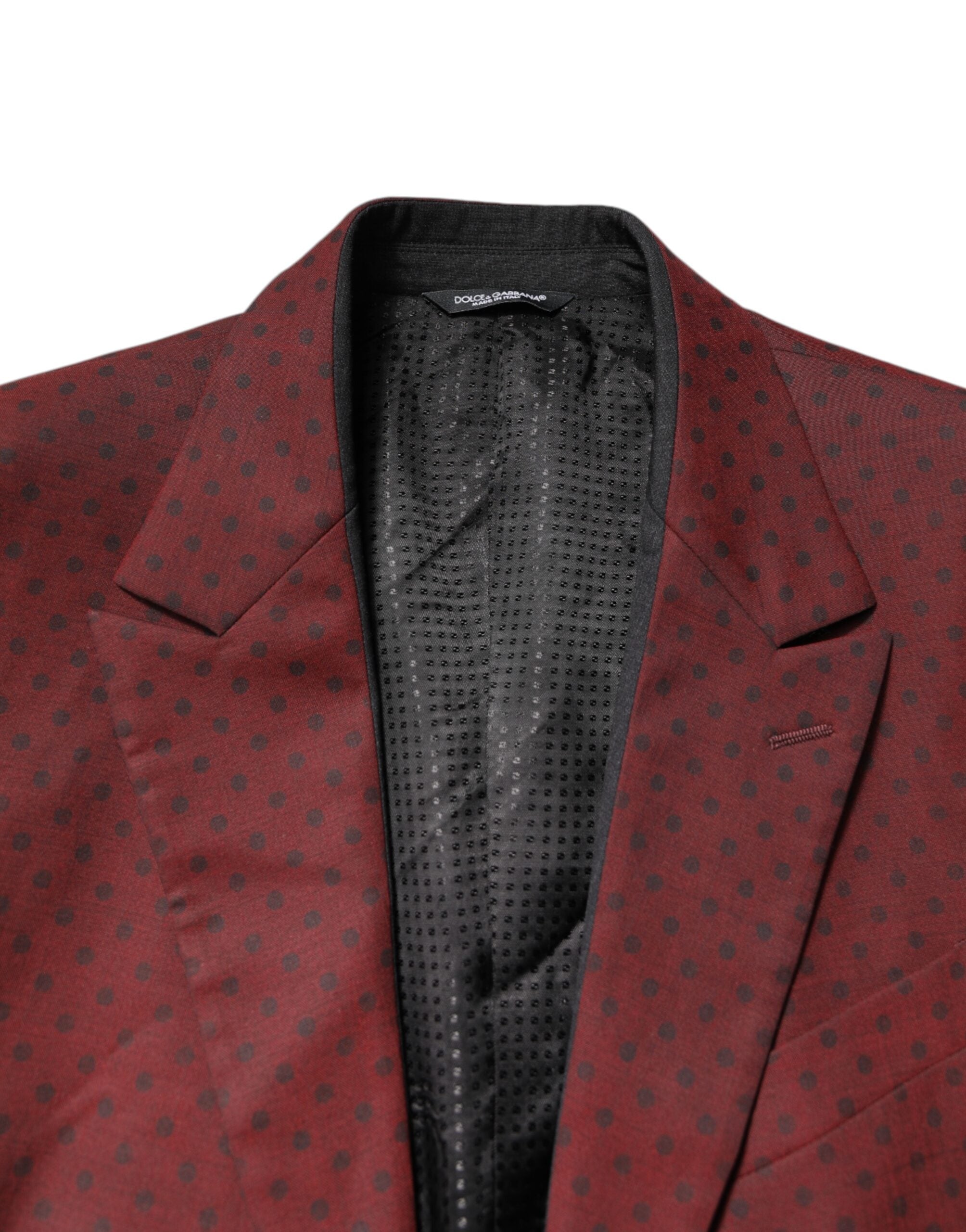 Dolce & Gabbana Maroon Wolle Slim Fit Männer Mantel Jacke Blazer