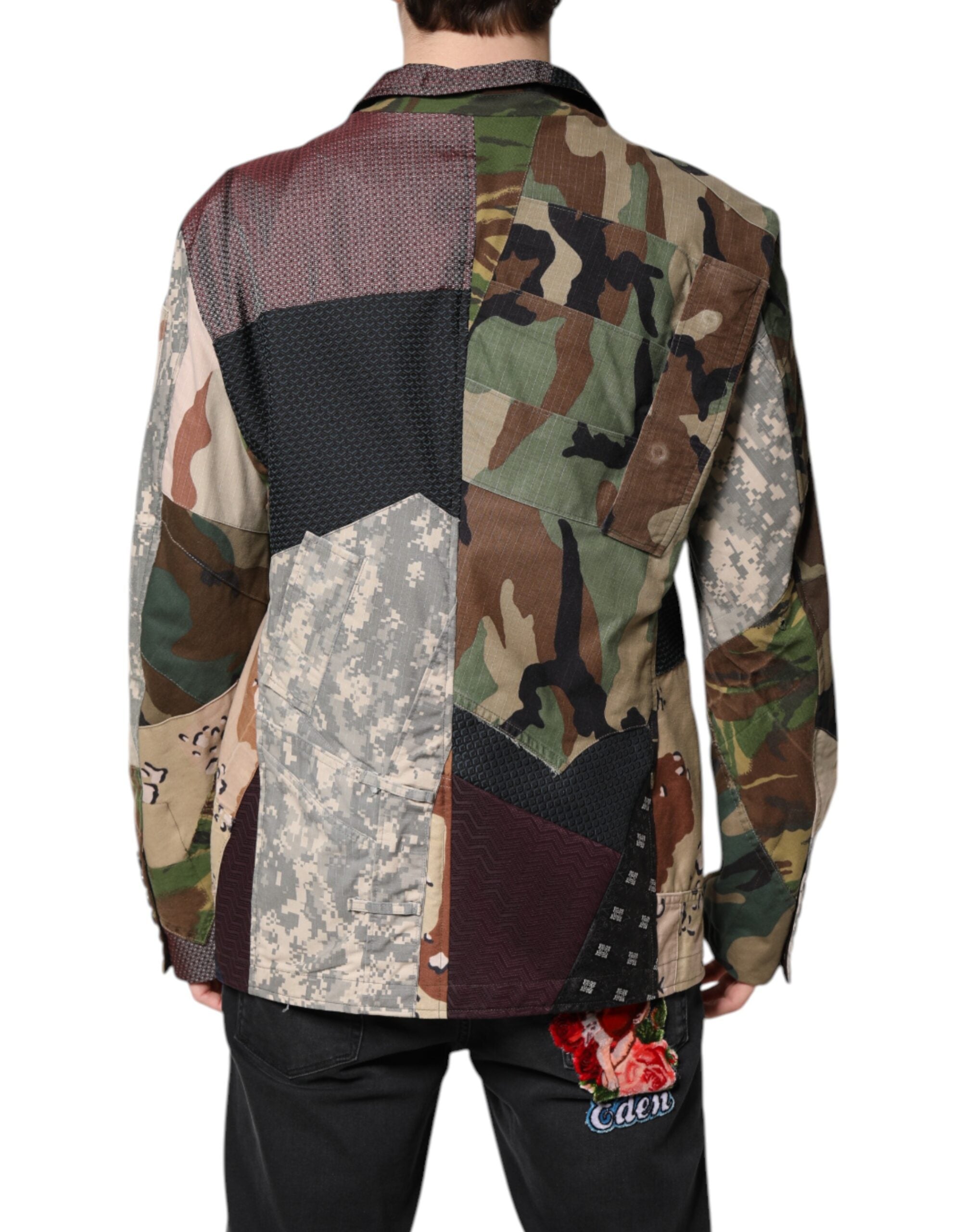 Dolce & Gabbana Multicolor Camouflage Patchwork Mantel Blazer