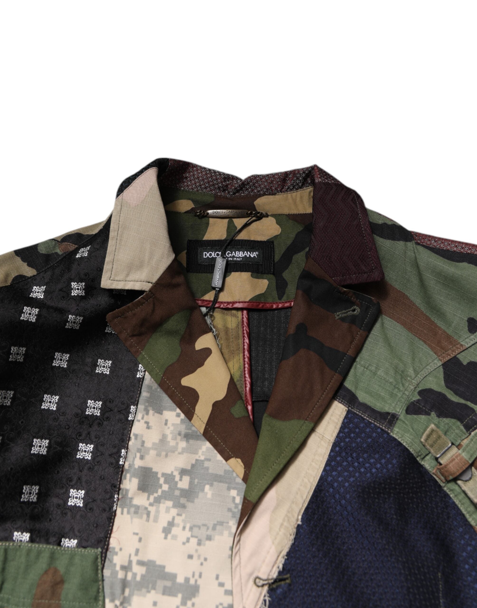 Dolce & Gabbana Multicolor Camouflage Patchwork Mantel Blazer