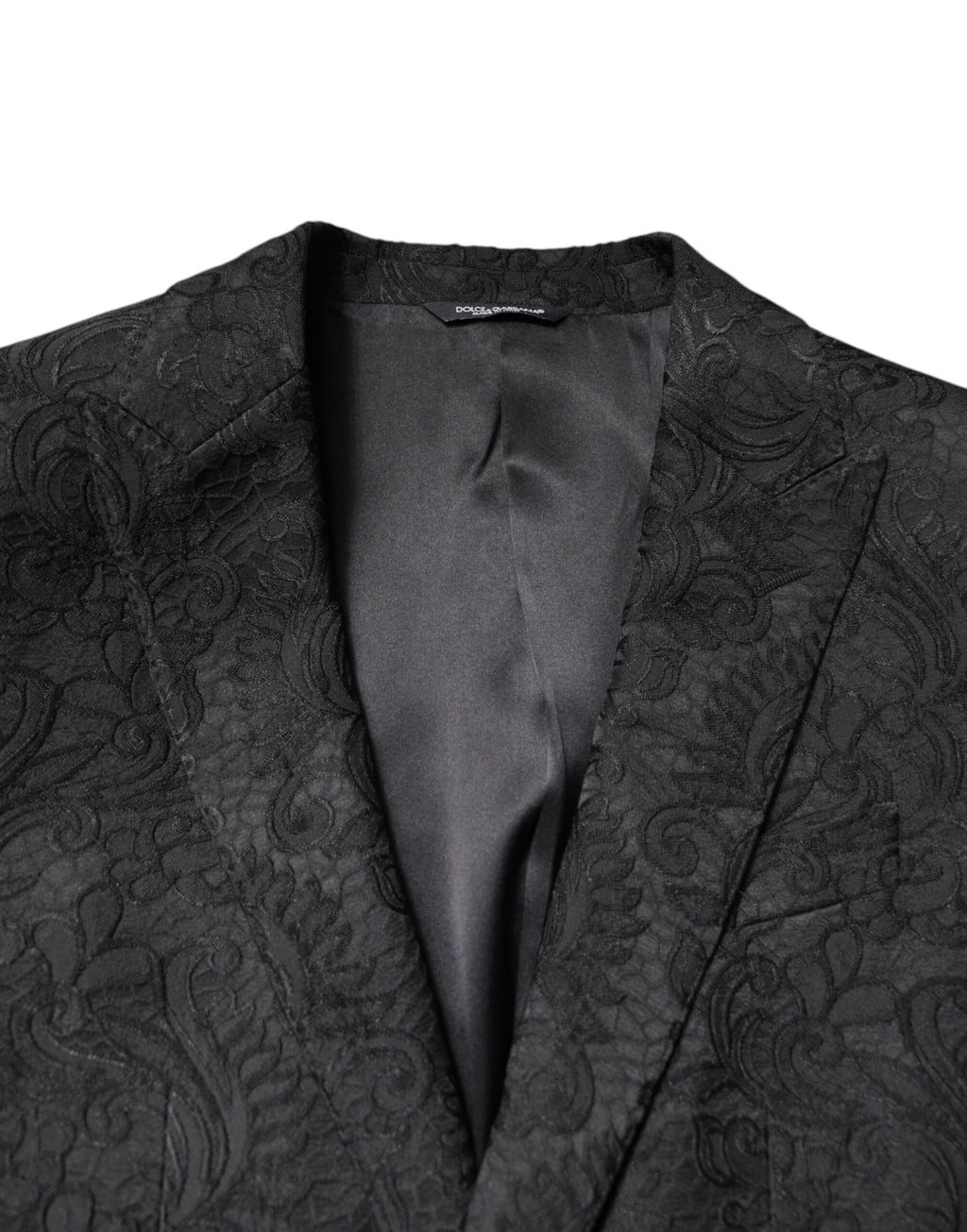 Dolce & Gabbana Schwarzer geblümter Jacquard-Mantel Jacke Blazer