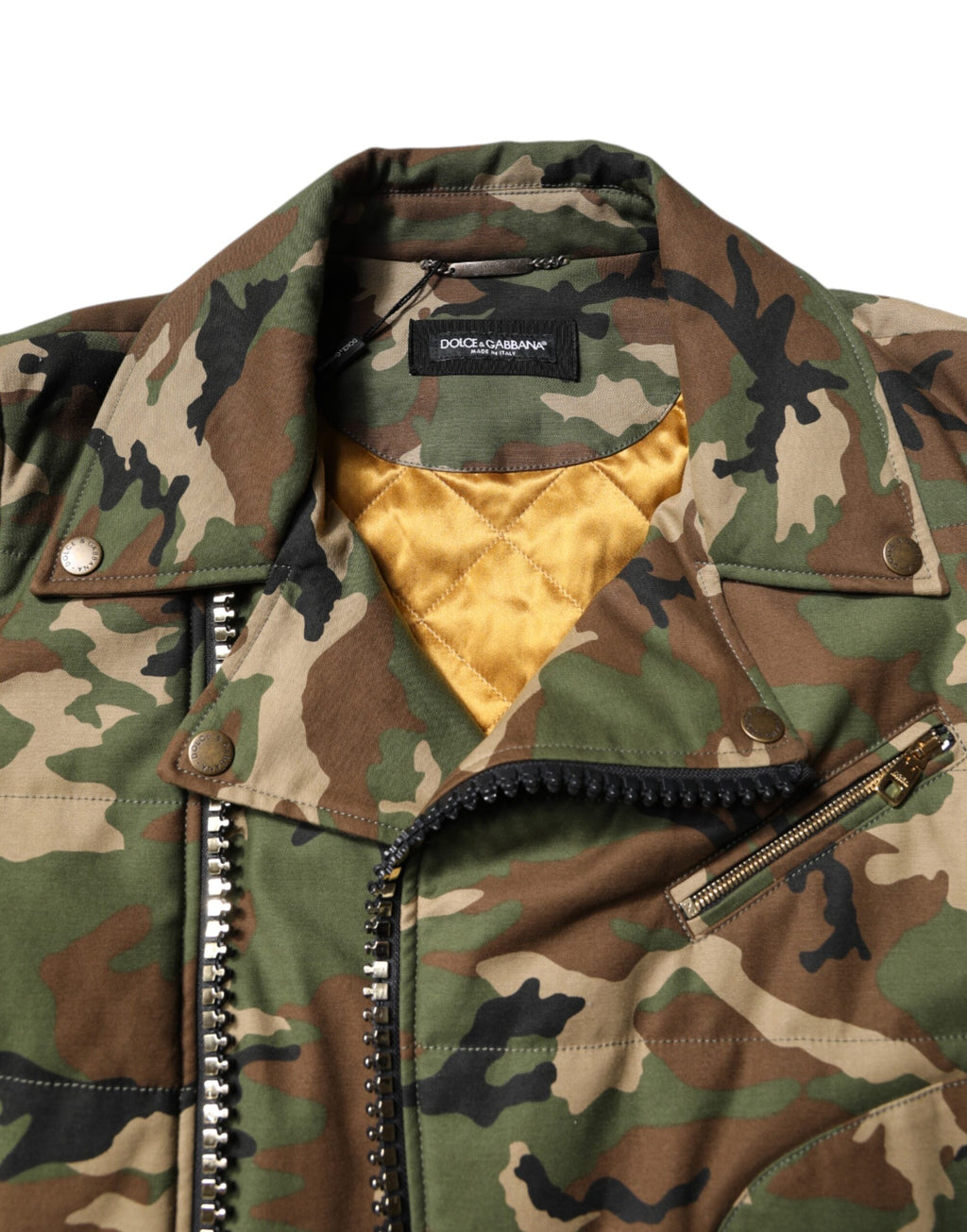 Dolce & Gabbana Mehrfarbig getarnte Nylon-Biker-Jacke