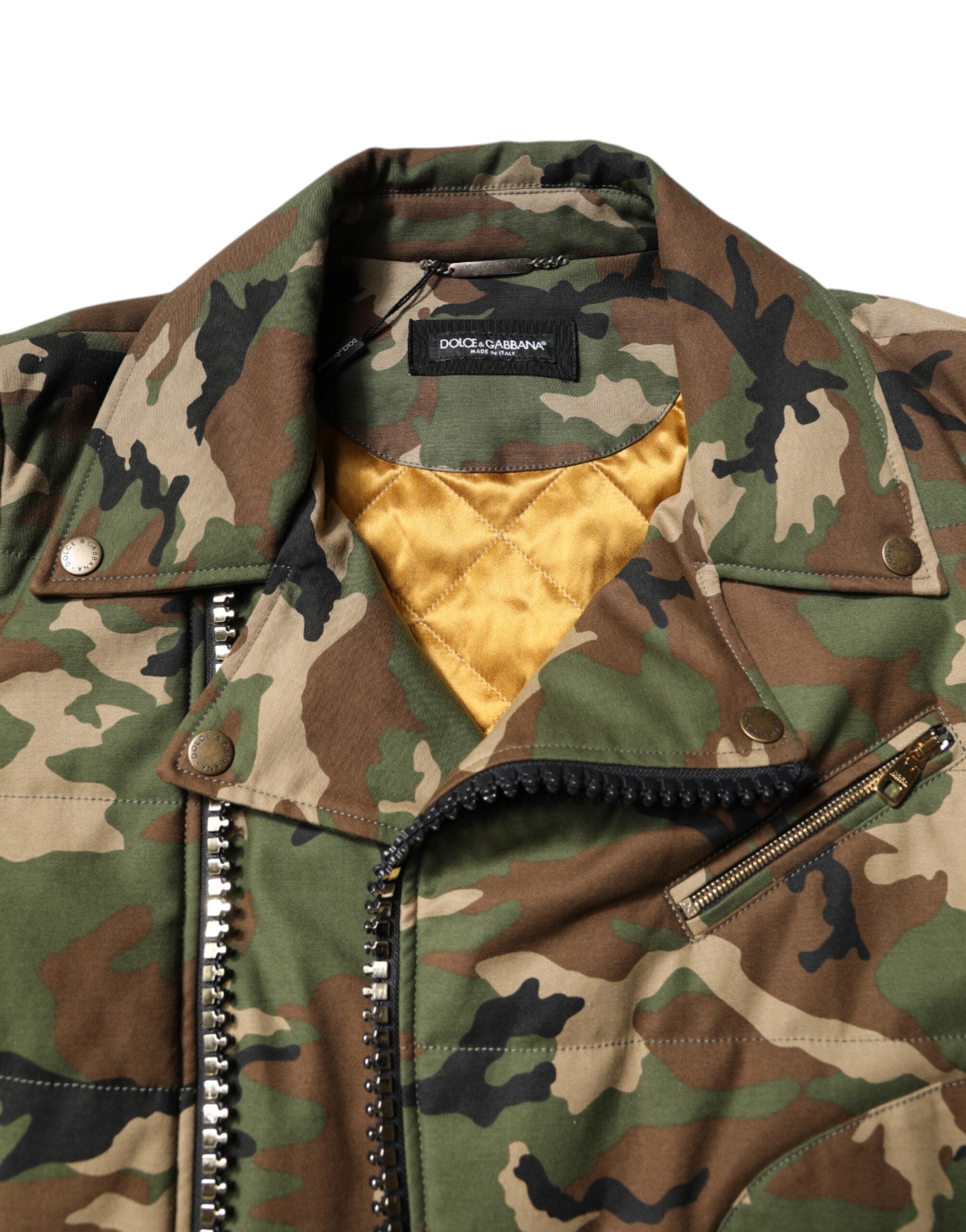 Dolce & Gabbana Mehrfarbig getarnte Nylon-Biker-Jacke