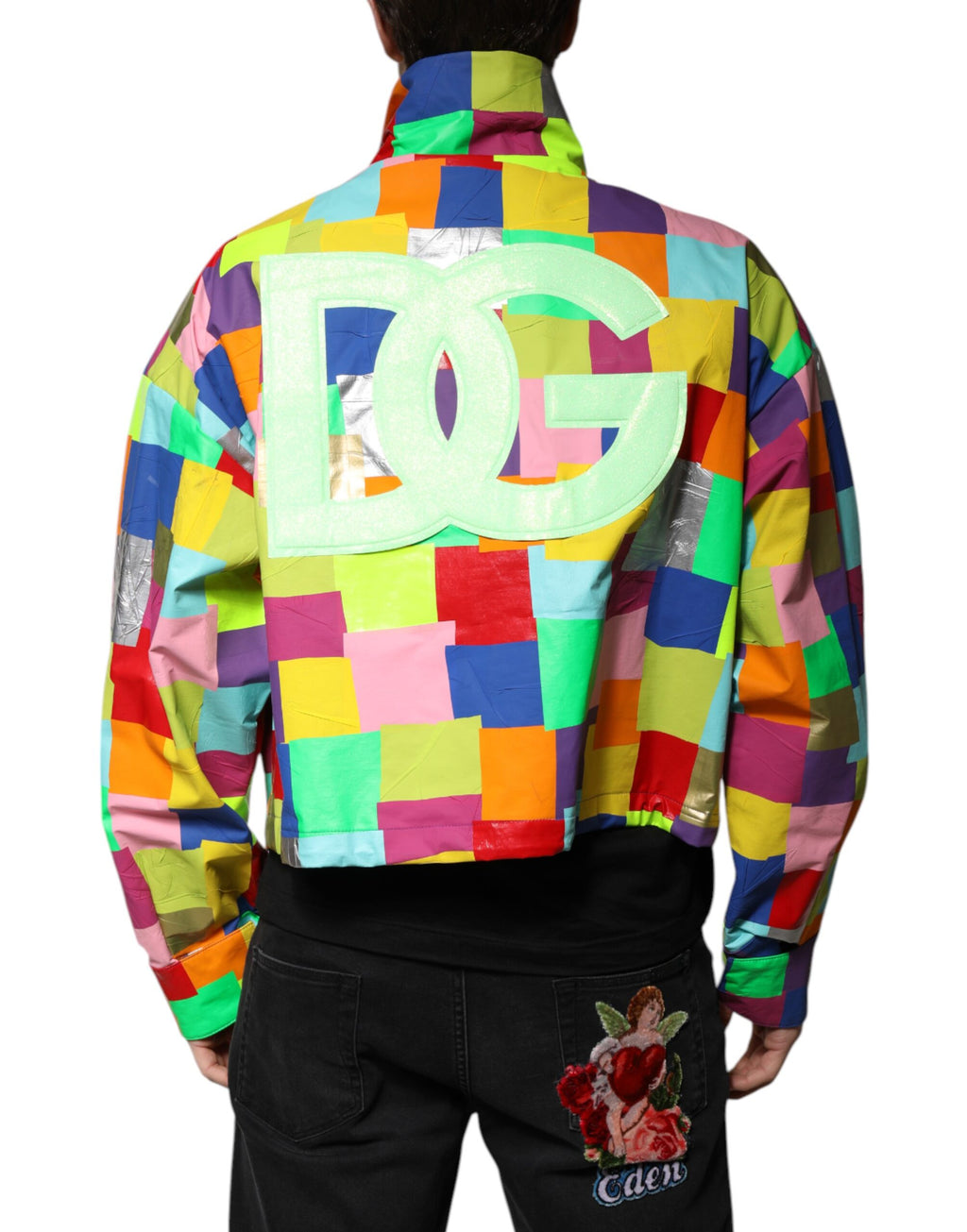Dolce & Gabbana Multicolor Baumwolle Full Zip Männer Biker Jacke
