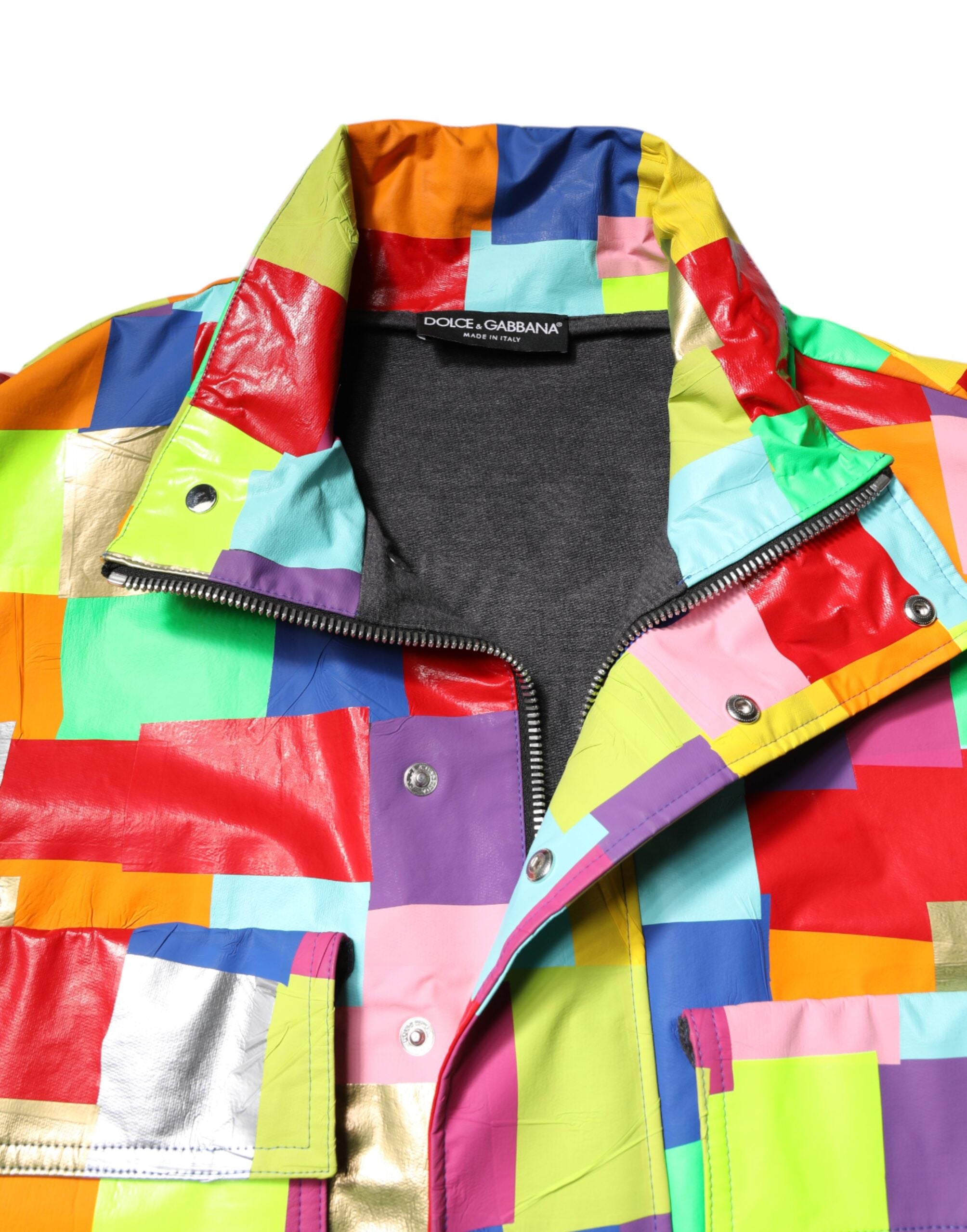 Dolce & Gabbana Multicolor Baumwolle Full Zip Männer Biker Jacke