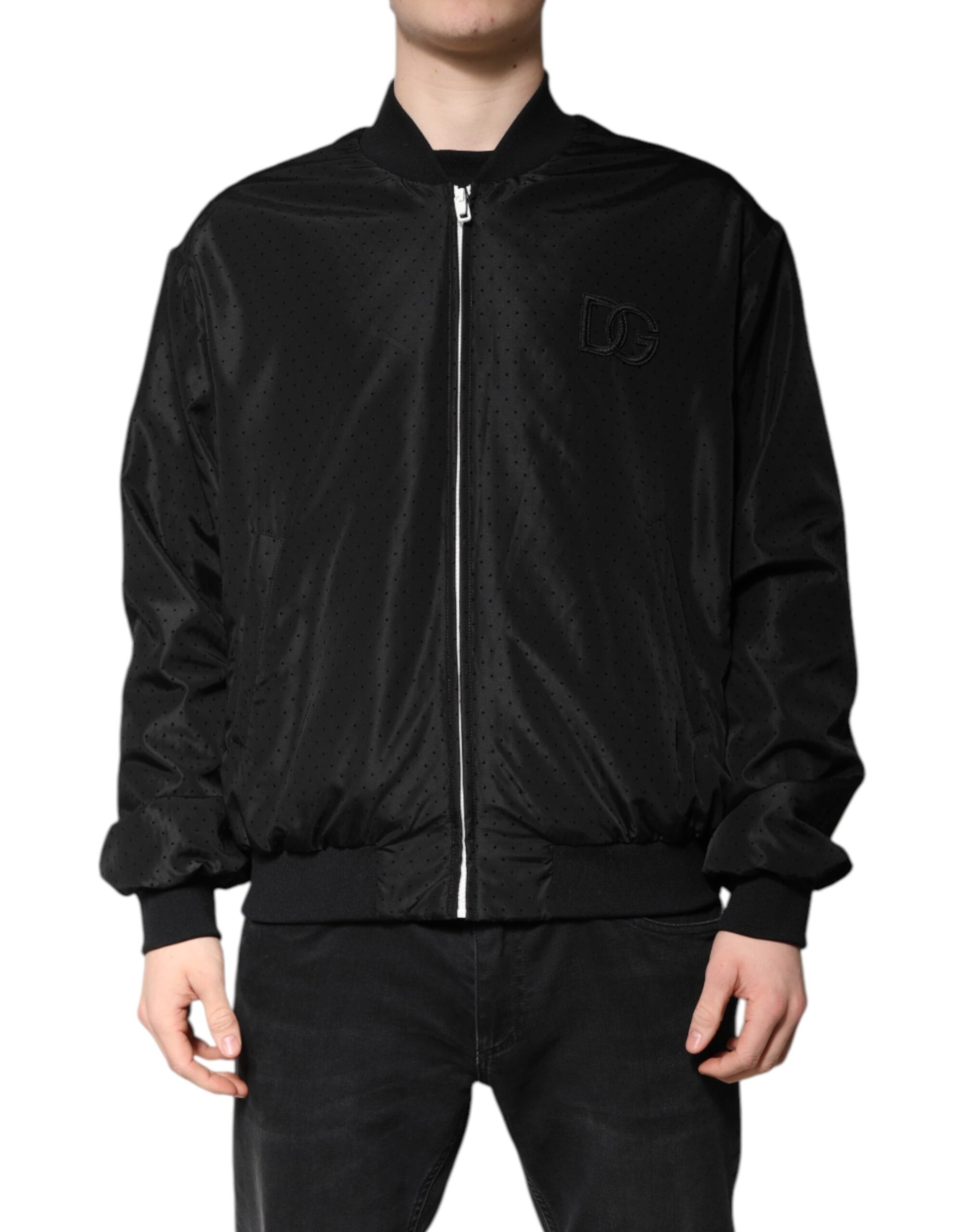 Dolce & Gabbana Schwarze Bomberjacke mit langen Ärmeln und durchgehendem Reißverschluss