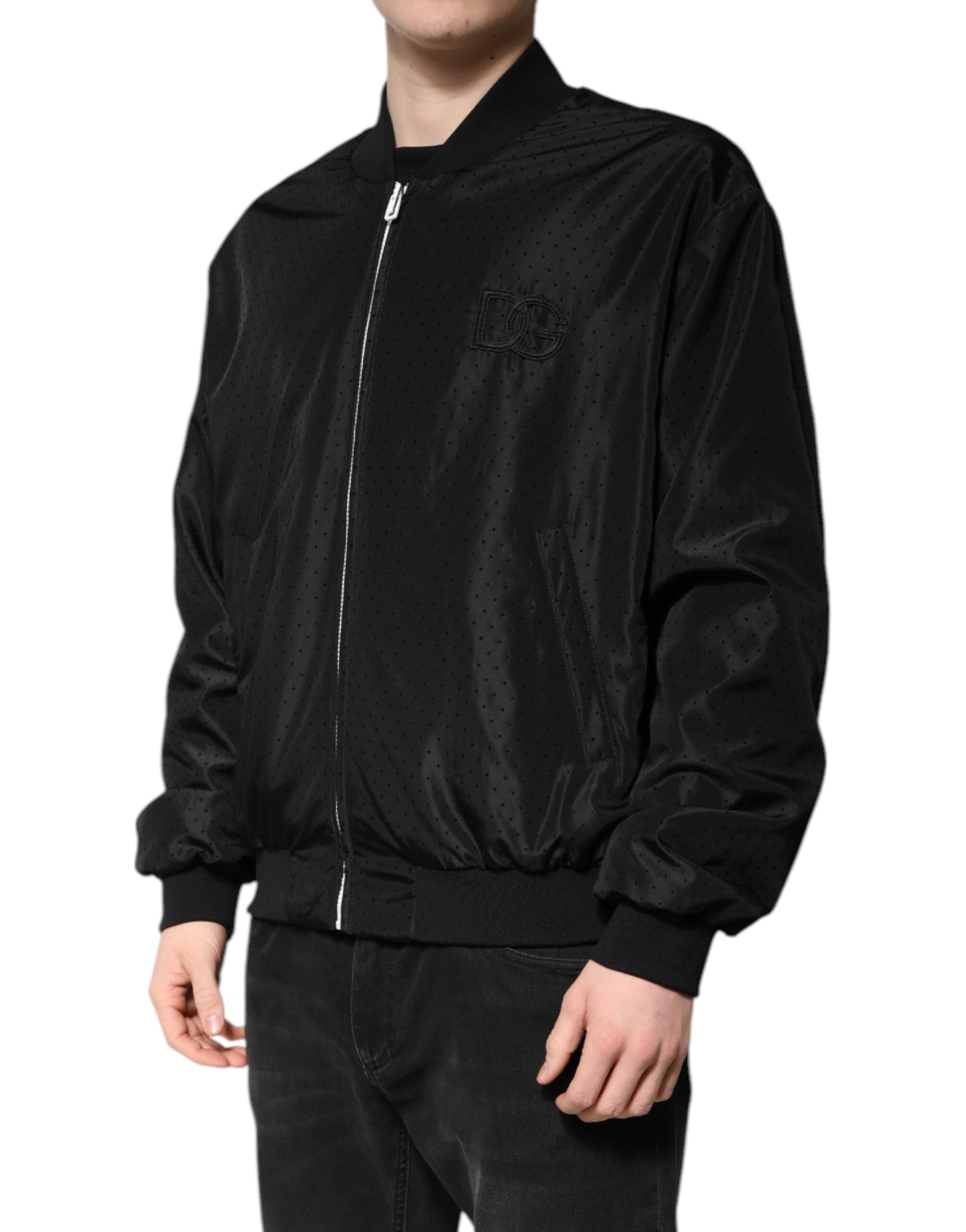 Dolce & Gabbana Schwarze Bomberjacke mit langen Ärmeln und durchgehendem Reißverschluss