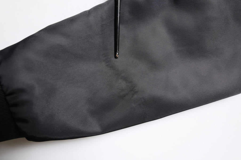 Dolce & Gabbana Schwarze Lammfell Leder Biker Jacke mit Reißverschluss