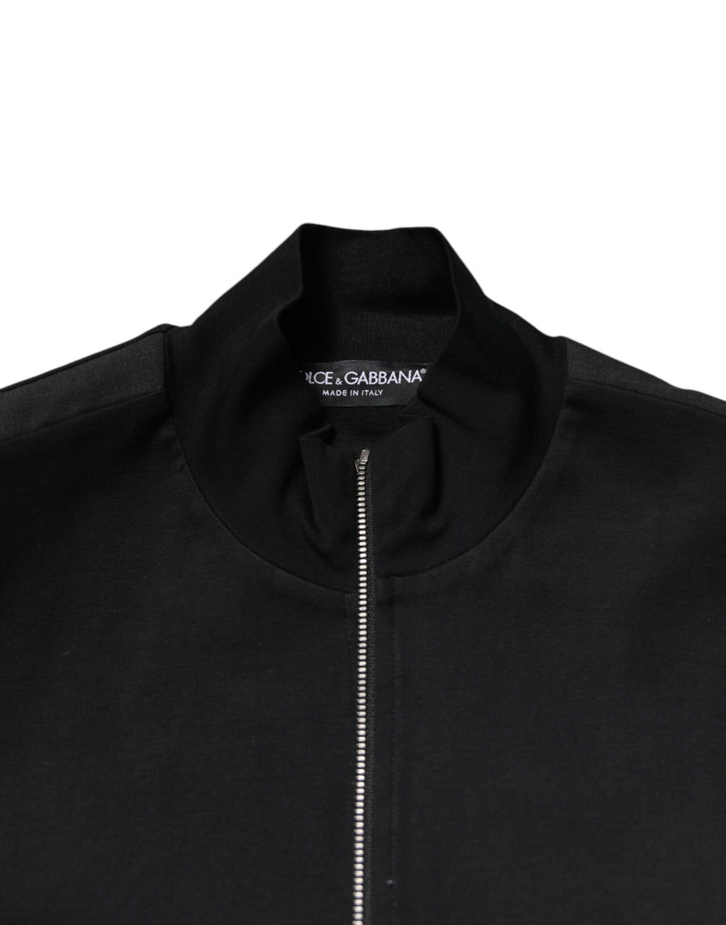 Dolce & Gabbana Schwarze Baumwolle Logo Full Zip Männer Bomberjacke