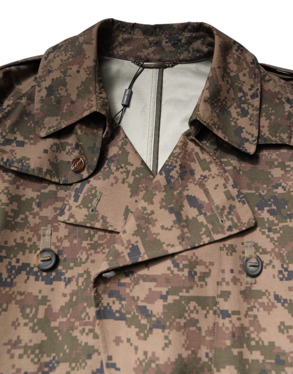 Dolce & Gabbana Multicolor Camouflage Zweireiher Mantel Jacke