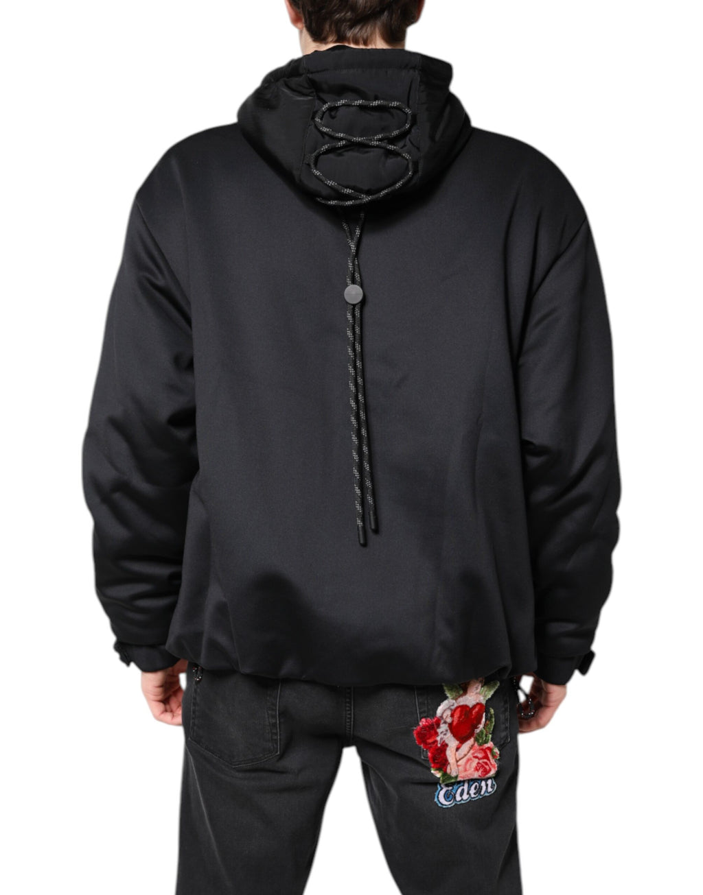Dolce & Gabbana Schwarze Polyester DG Jacke mit Kapuze und durchgehendem Reißverschluss