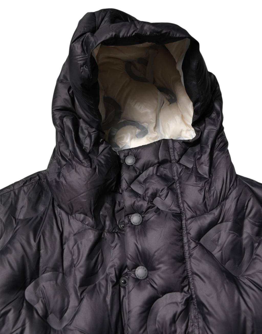 Dolce & Gabbana Schwarzer Kapuzen-Parka-Mantel Winterjacke