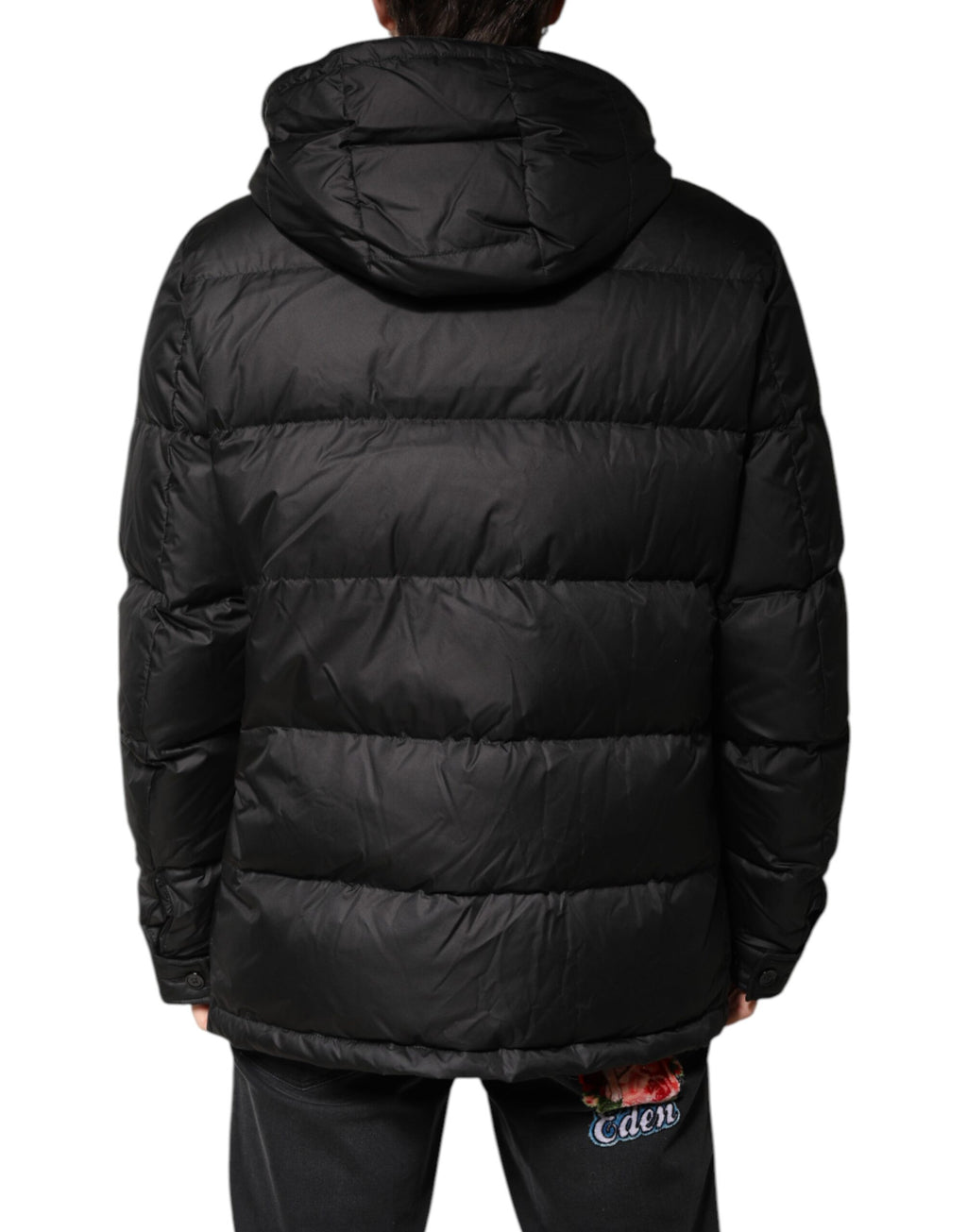 Dolce & Gabbana Schwarzer Kapuzen-Parka-Mantel Winterjacke