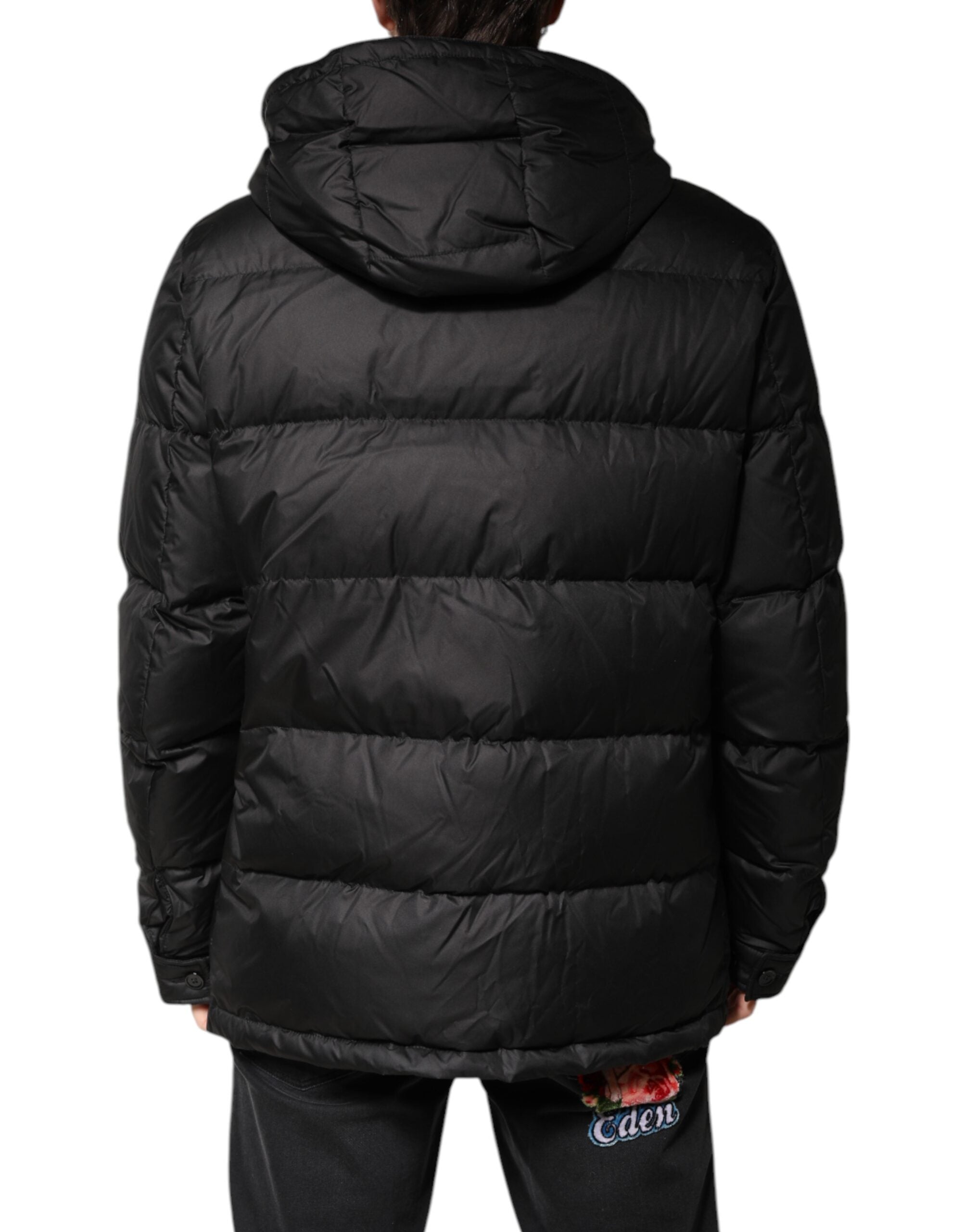 Dolce & Gabbana Schwarzer Kapuzen-Parka-Mantel Winterjacke