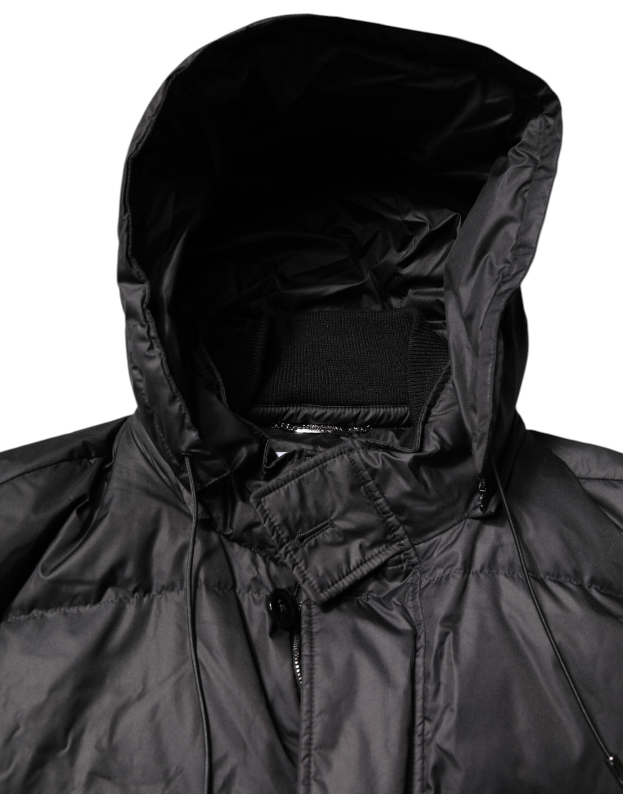 Dolce & Gabbana Schwarzer Kapuzen-Parka-Mantel Winterjacke