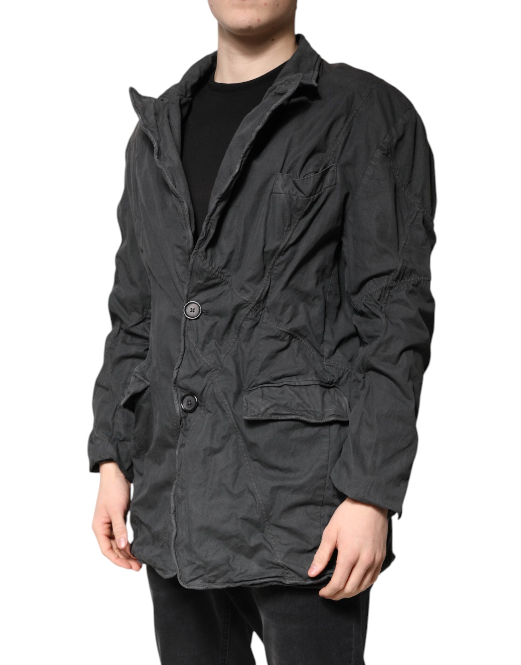 Dolce & Gabbana Schwarze Jacke mit Kragen aus fester Baumwolle