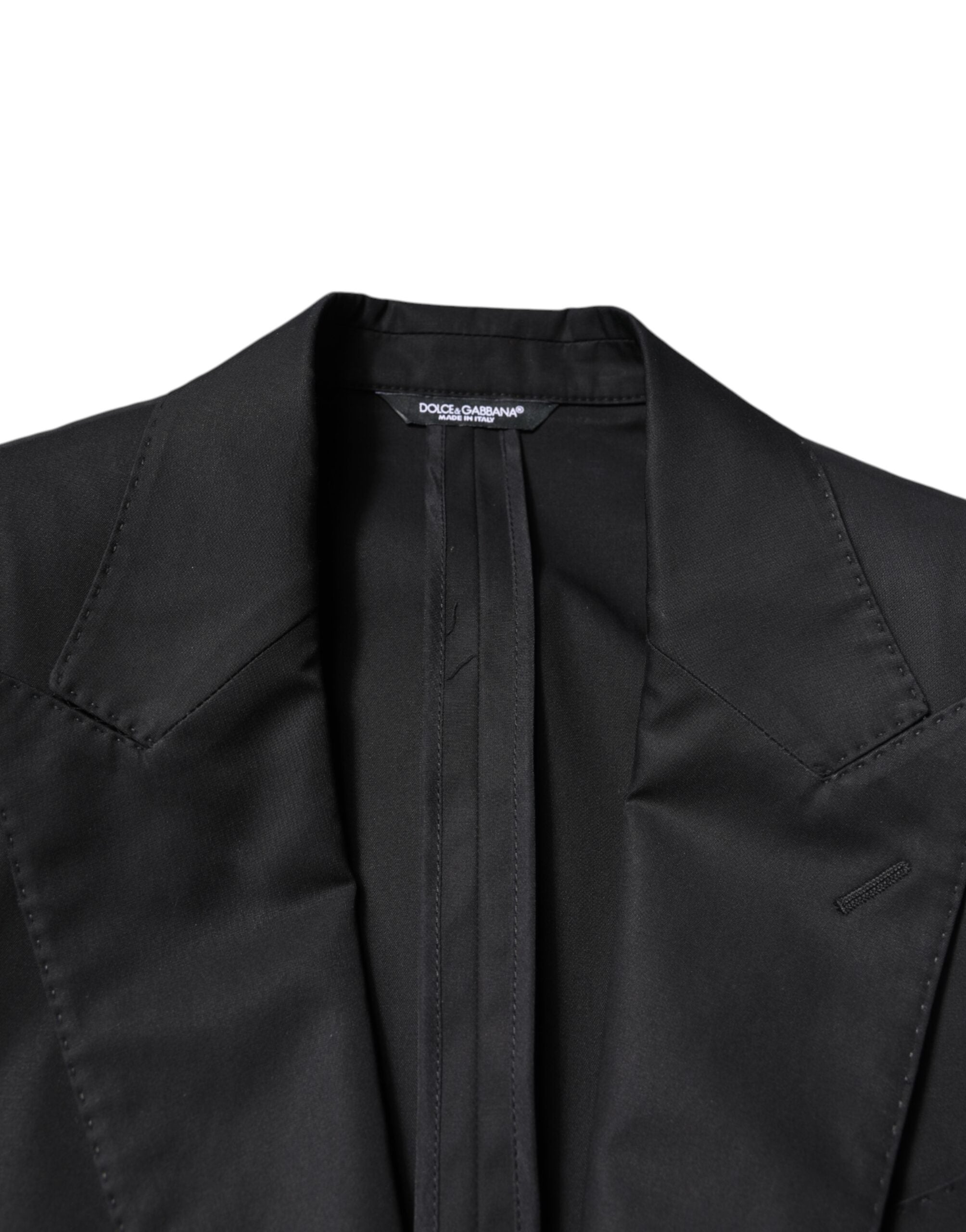 Dolce & Gabbana Schwarzer Baumwollmantel einreihig Männer Blazer