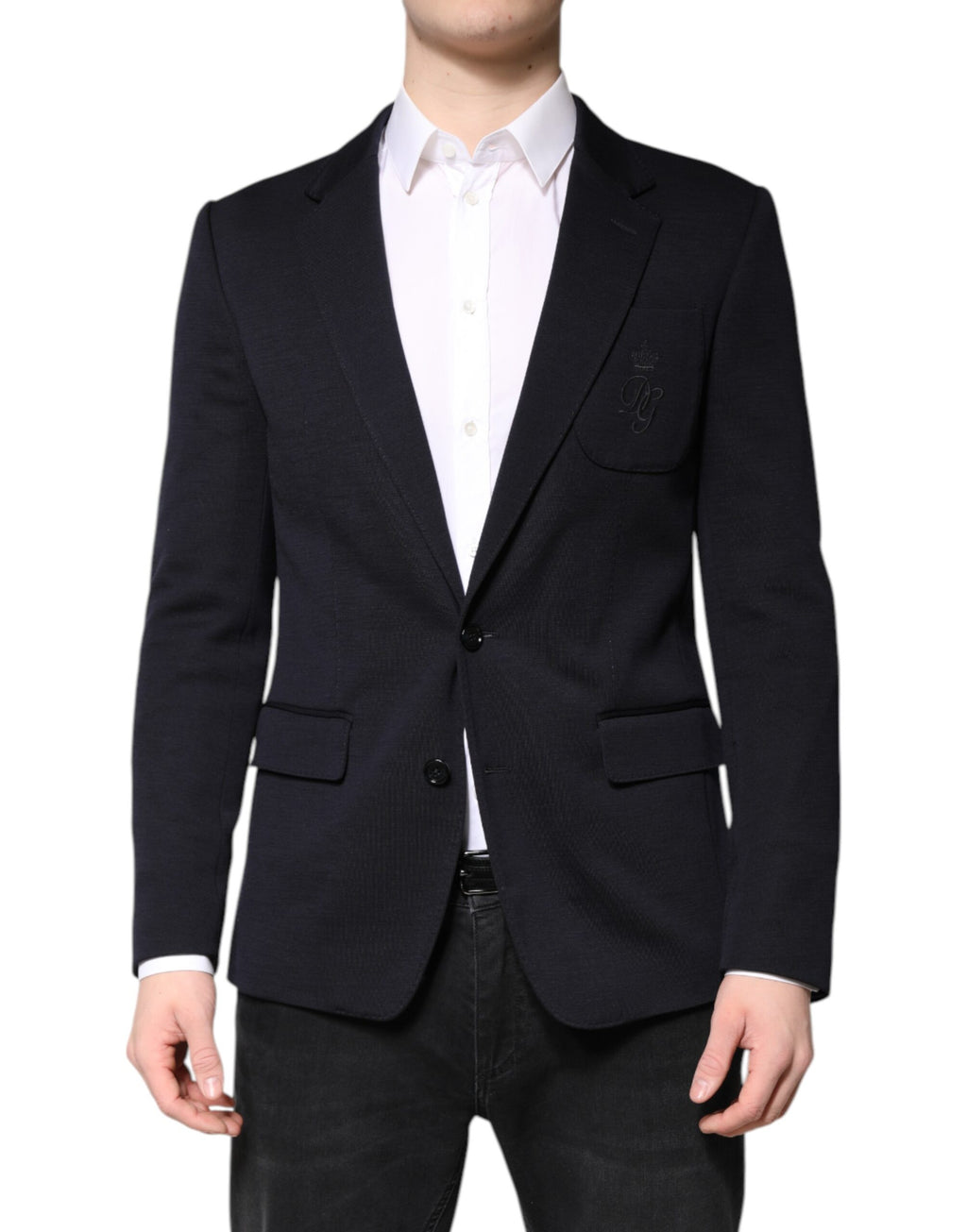Dolce & Gabbana Schwarzer Wollmantel einreihig Anzug Blazer