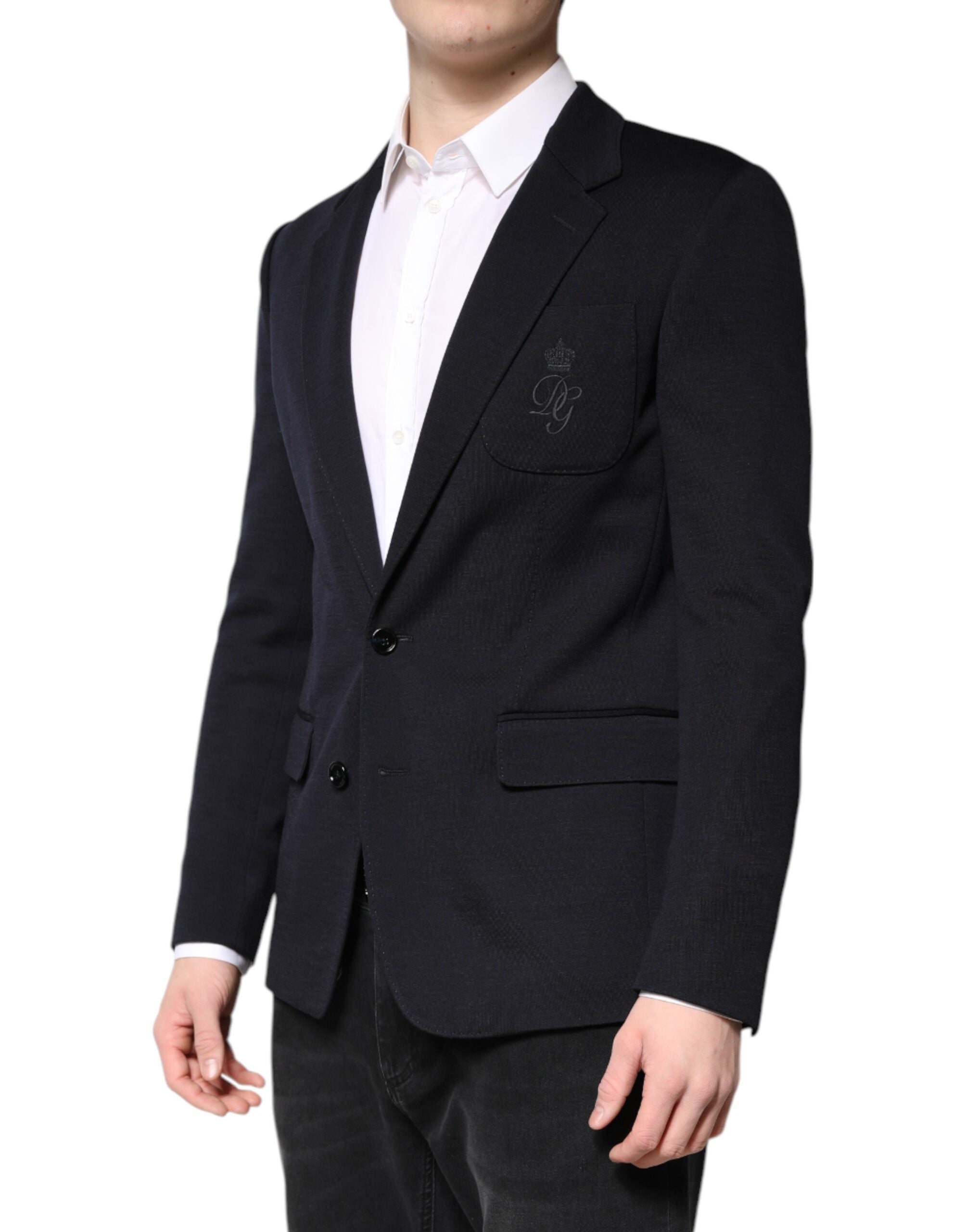 Dolce & Gabbana Schwarzer Wollmantel einreihig Anzug Blazer