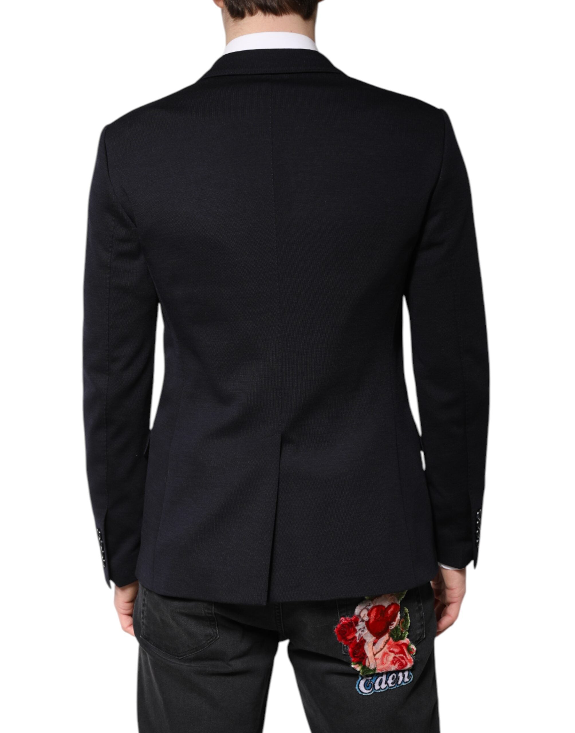Dolce & Gabbana Schwarzer Wollmantel einreihig Anzug Blazer
