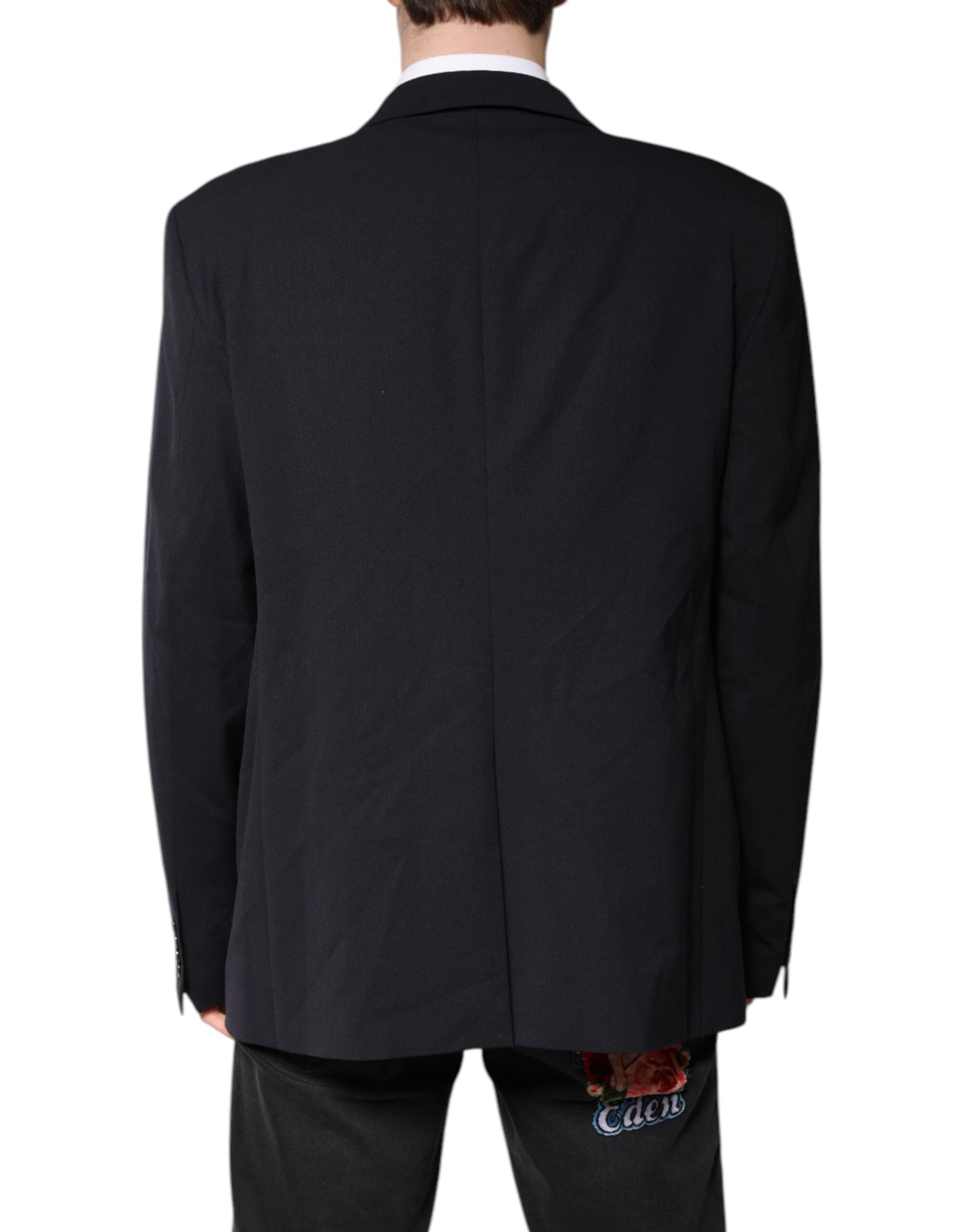 Dolce & Gabbana Dunkelblauer einreihiger Wollmantel Blazer