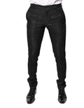 Dolce & Gabbana Black Floral Jacquard Mid Waist Dress Pants