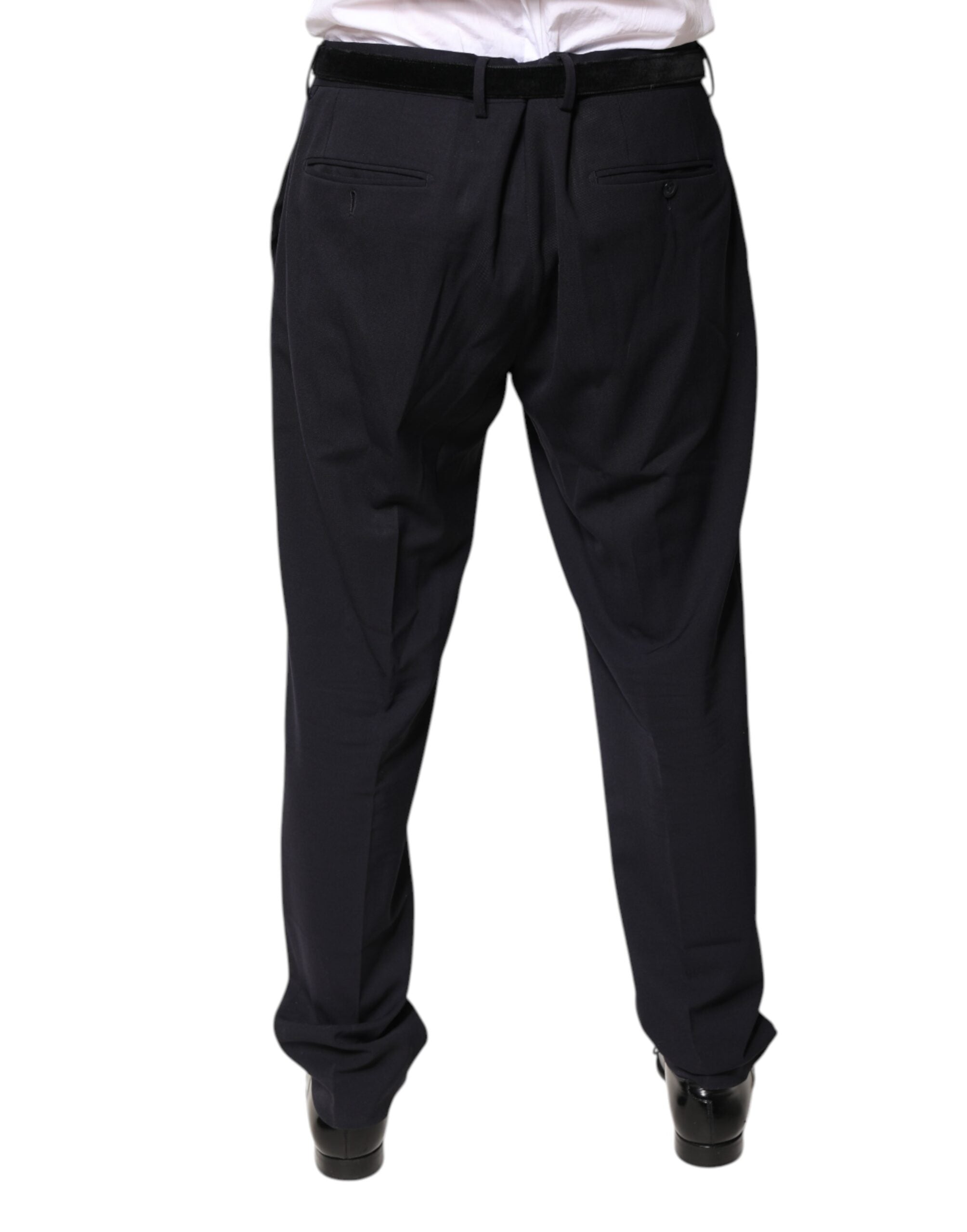 Dolce & Gabbana Schwarze Mid Waist Dress Pants aus Wolle