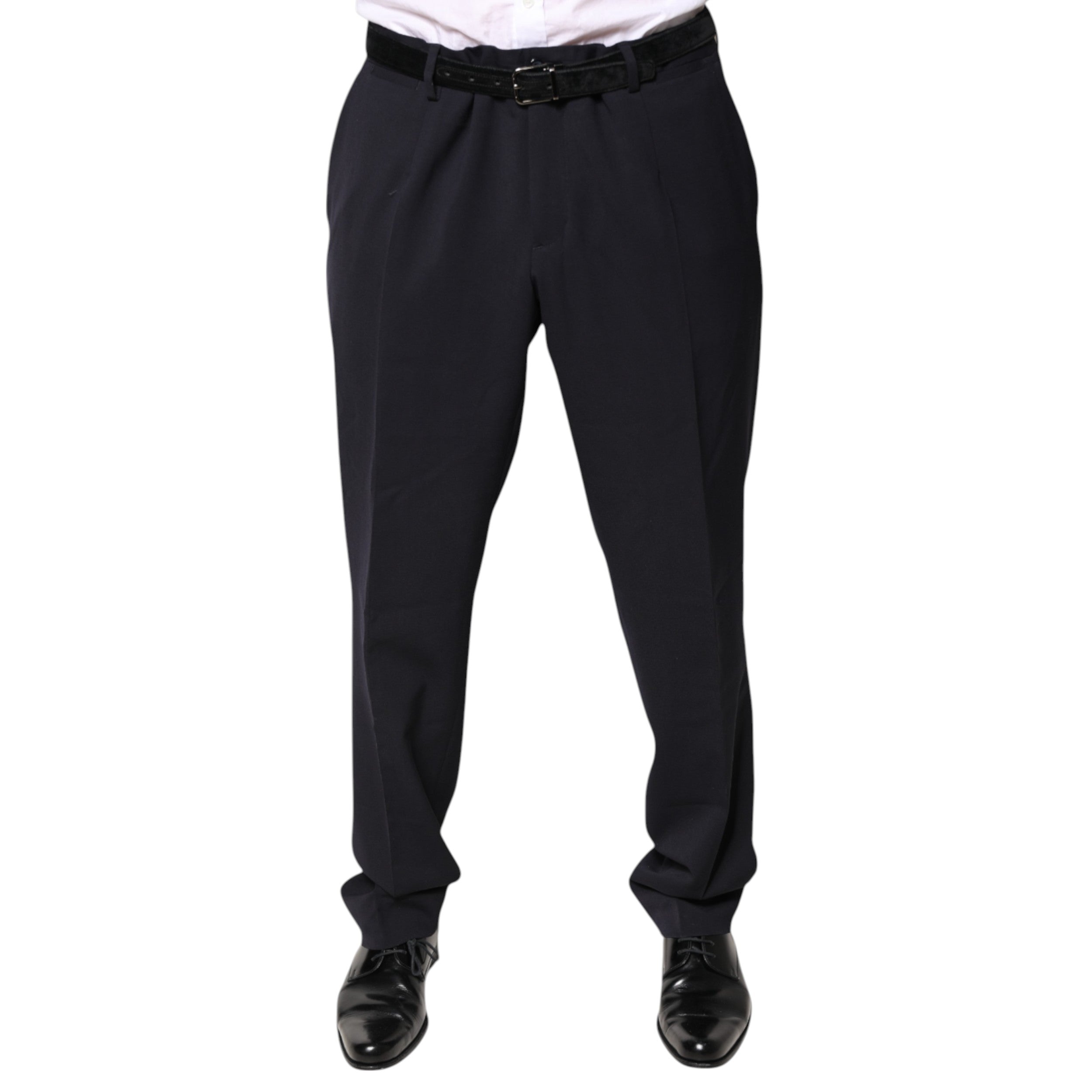 Dolce & Gabbana Schwarze Mid Waist Dress Pants aus Wolle