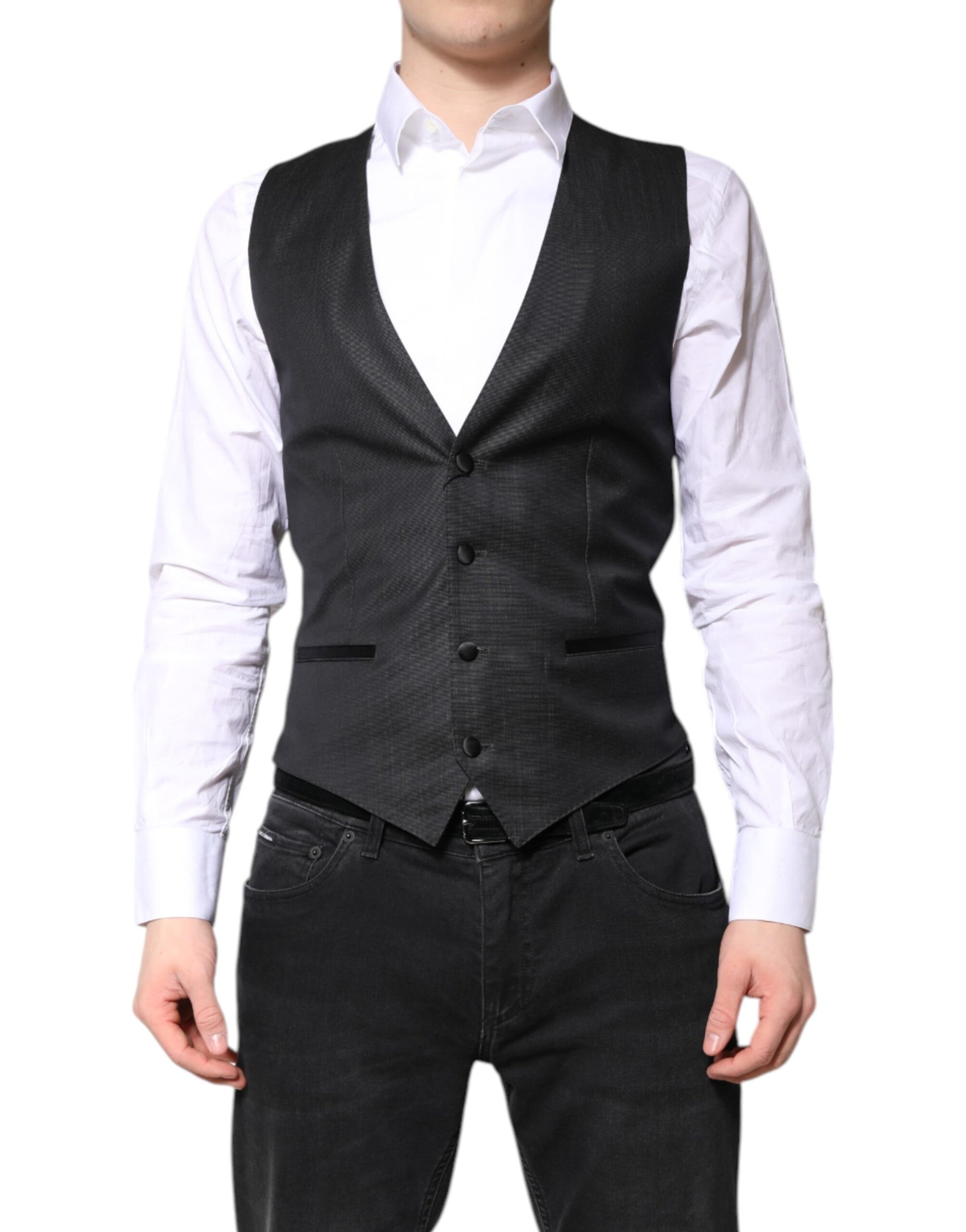 Dolce & Gabbana Schwarze Wollweste Kleid Formelle Weste