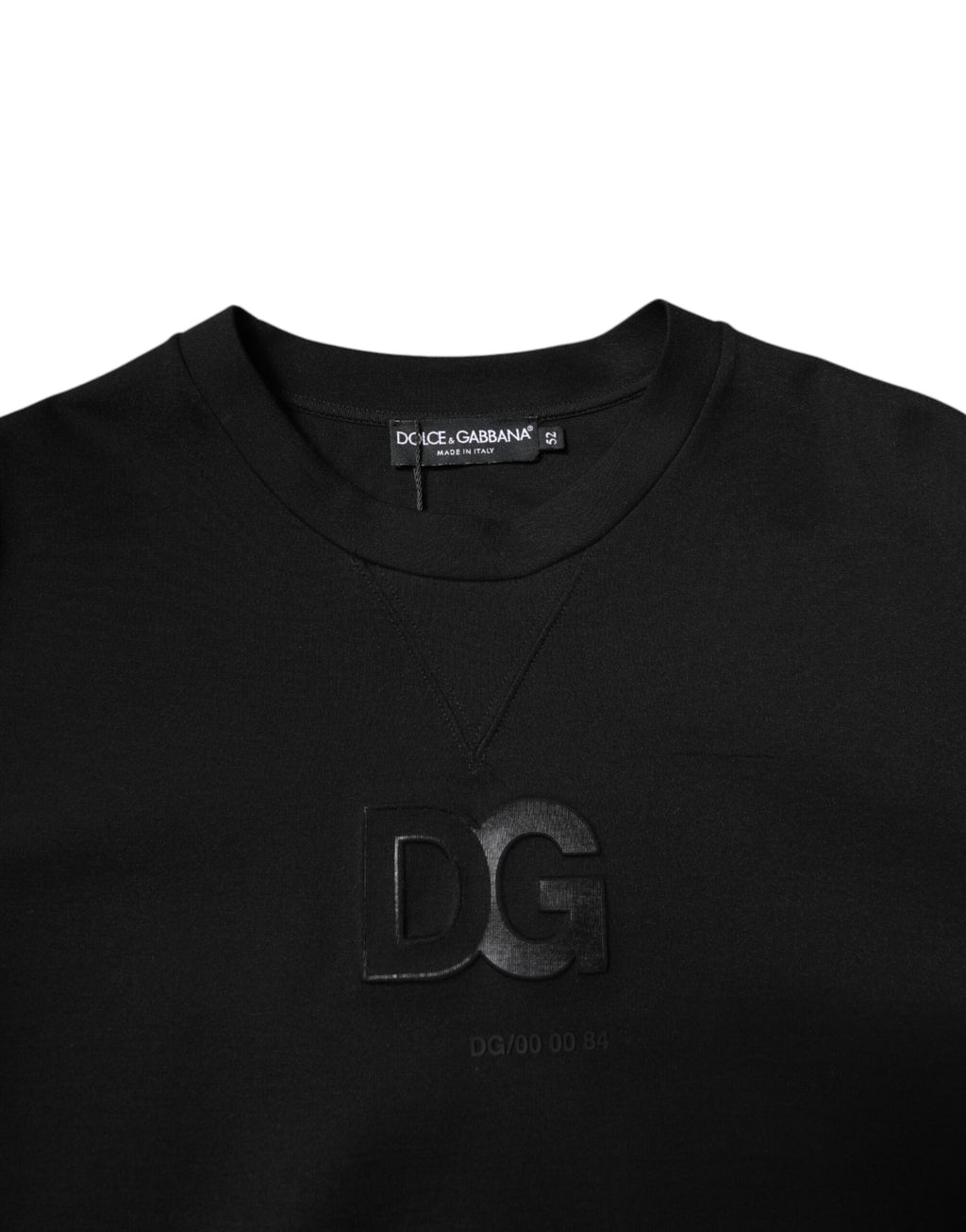 Dolce & Gabbana Schwarzer Cotton DG Pullover mit Rundhalsausschnitt
