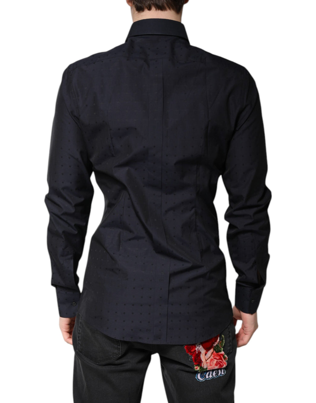 Dolce & Gabbana Schwarzes Baumwolle GOLD Herren Kleid Formales Hemd