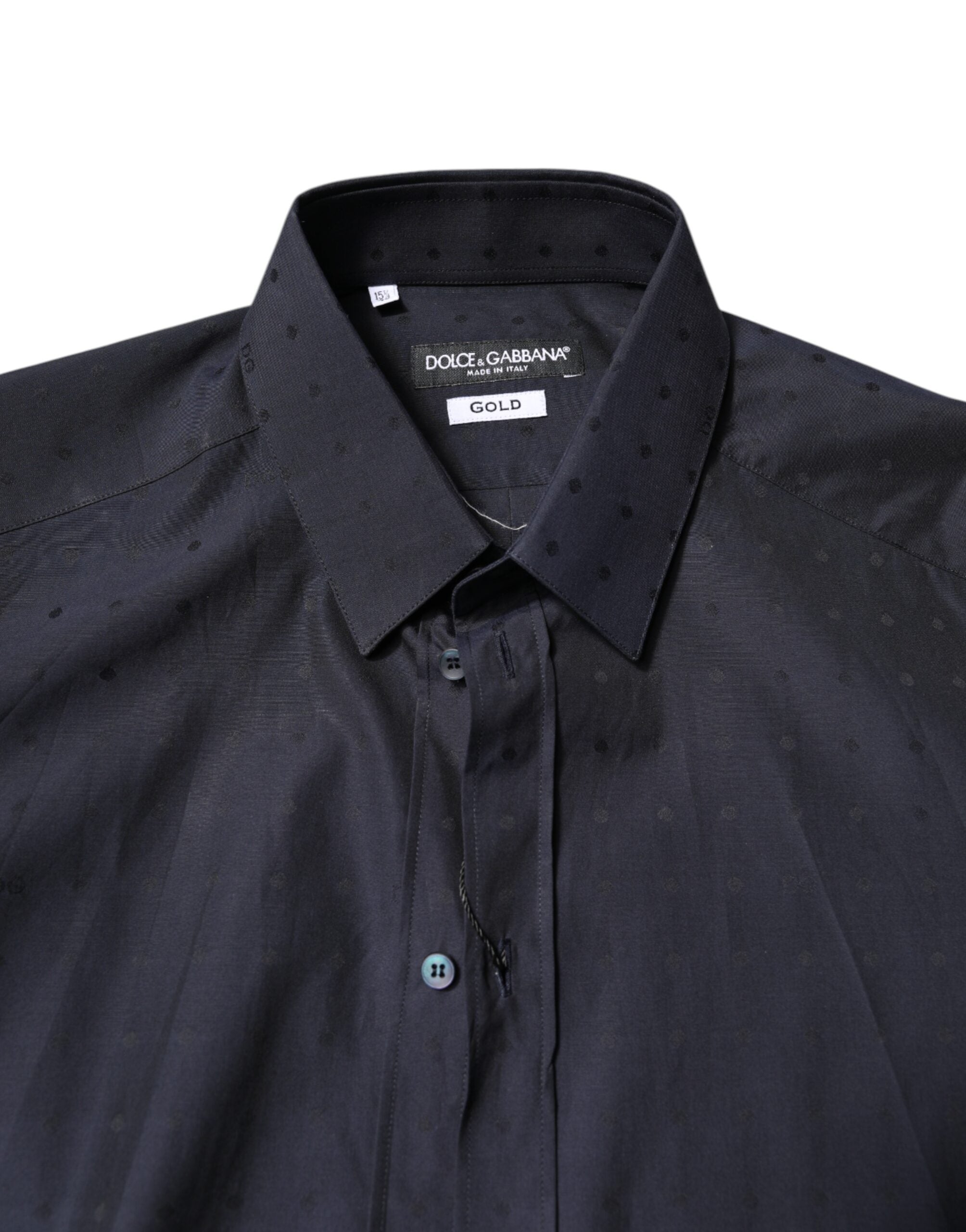 Dolce & Gabbana Schwarzes Baumwolle GOLD Herren Kleid Formales Hemd