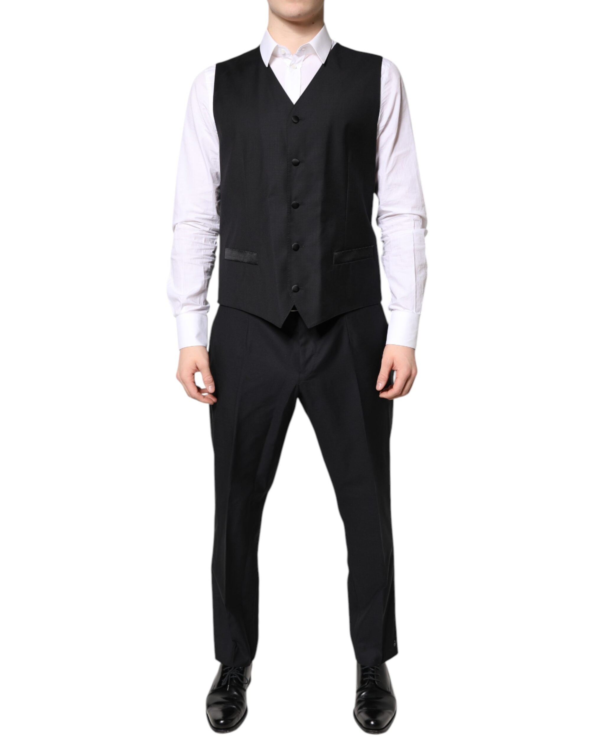 Dolce & Gabbana Schwarzer doppelreihiger formeller 3-teiliger Anzug