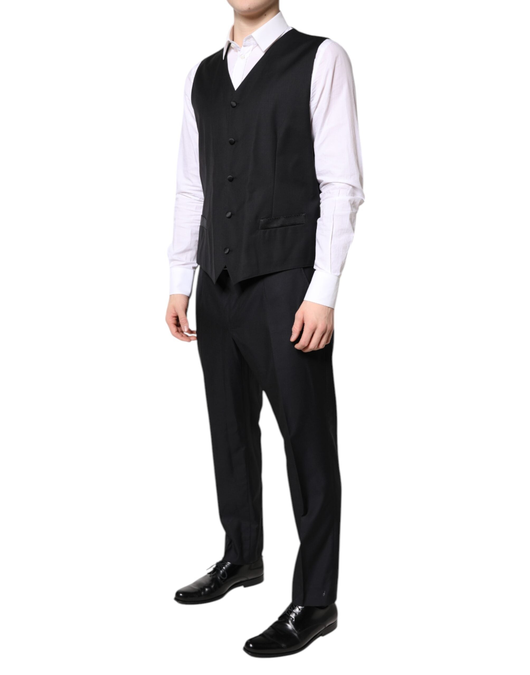 Dolce & Gabbana Schwarzer doppelreihiger formeller 3-teiliger Anzug