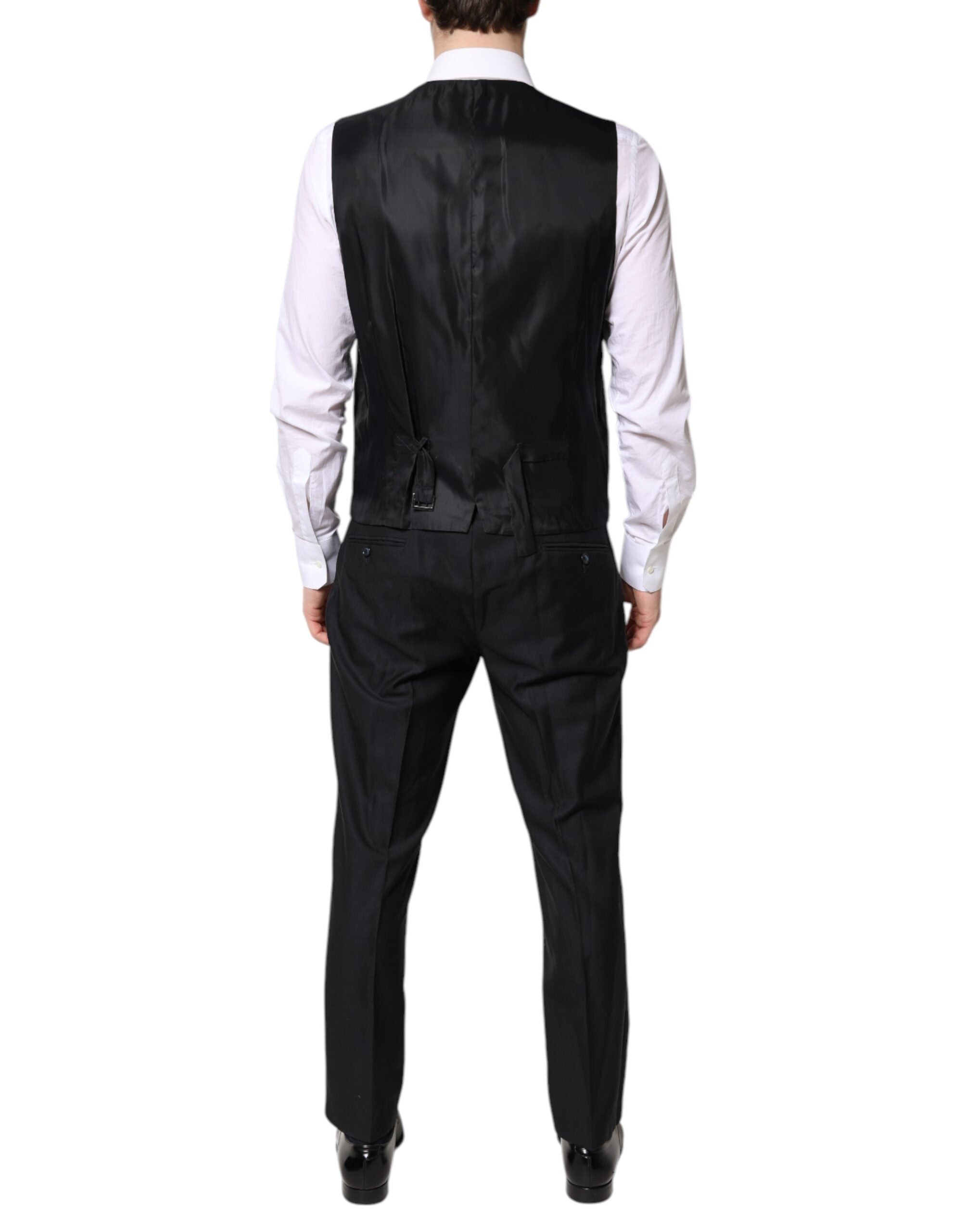 Dolce & Gabbana Schwarzer doppelreihiger formeller 3-teiliger Anzug