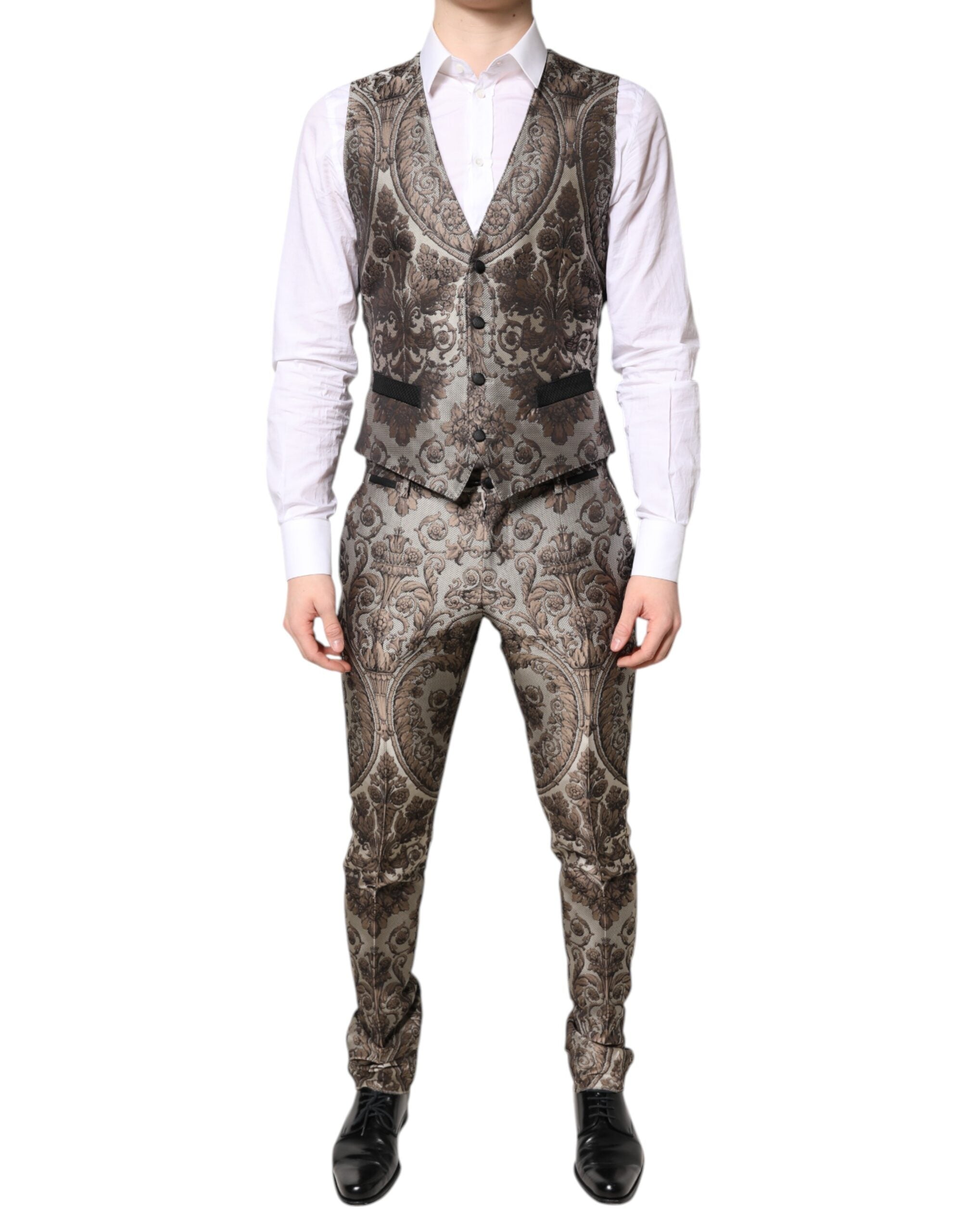 Dolce & Gabbana Multicolor Jacquard einreihiger 3 teiliger Anzug