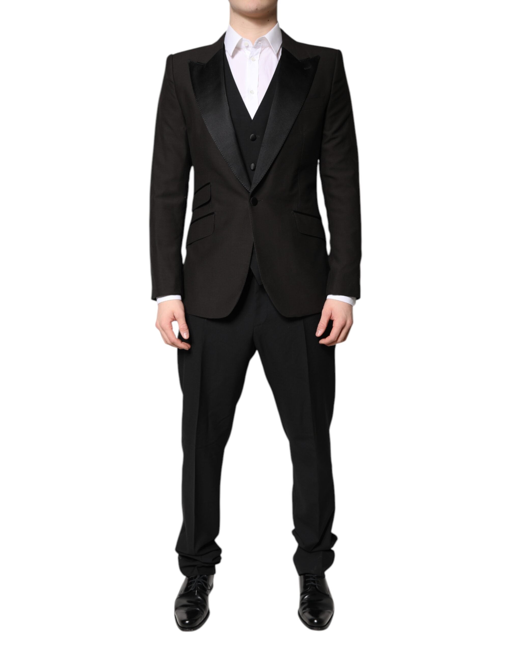 Dolce & Gabbana Schwarzer einreihiger formeller 3-teiliger Anzug