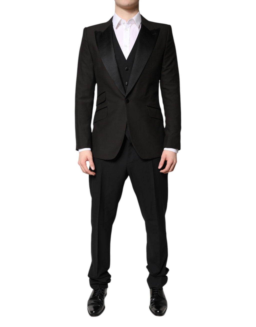 Dolce & Gabbana Schwarzer einreihiger formeller 3-teiliger Anzug