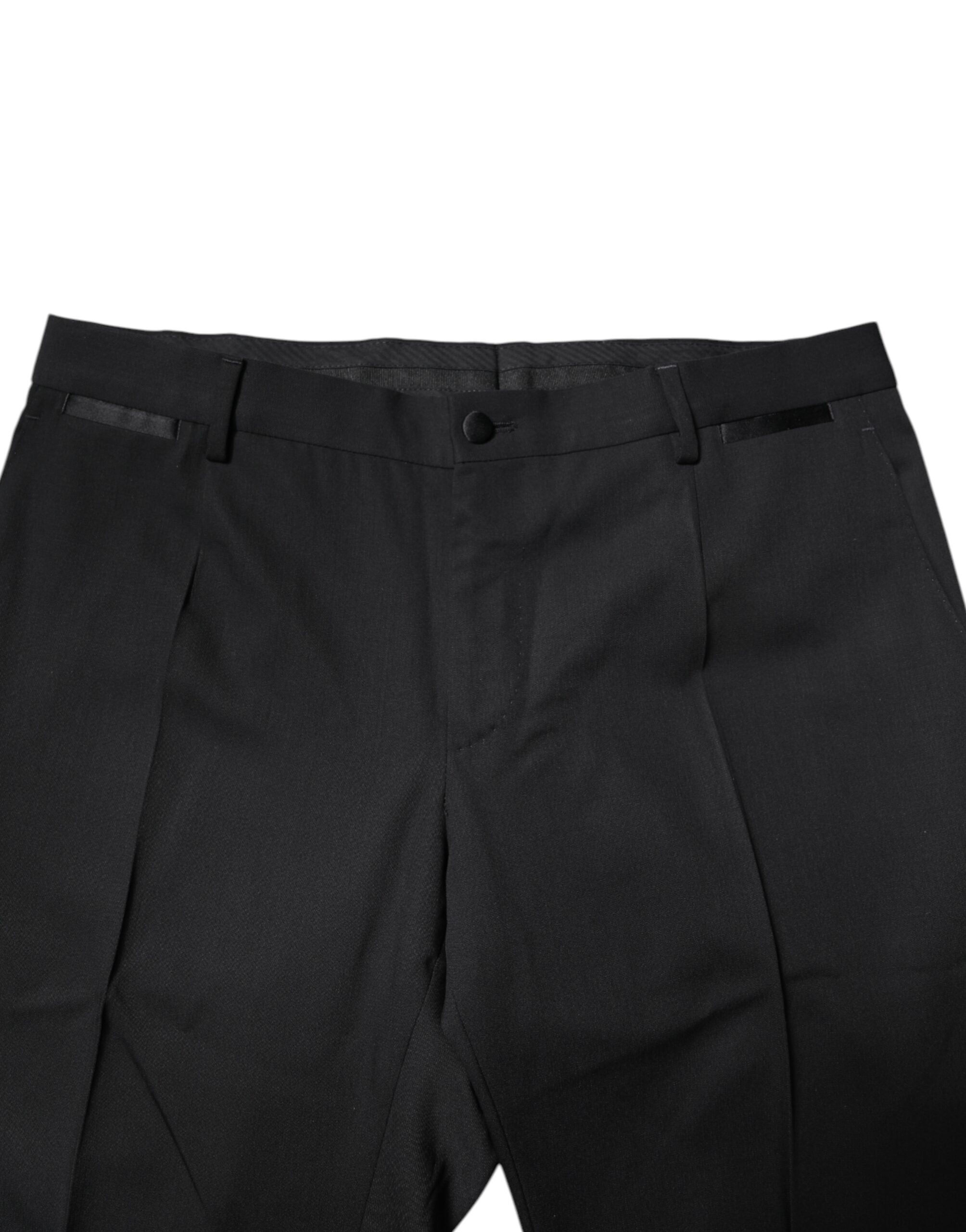 Dolce & Gabbana Schwarzer einreihiger 2-teiliger Anzug aus Wolle
