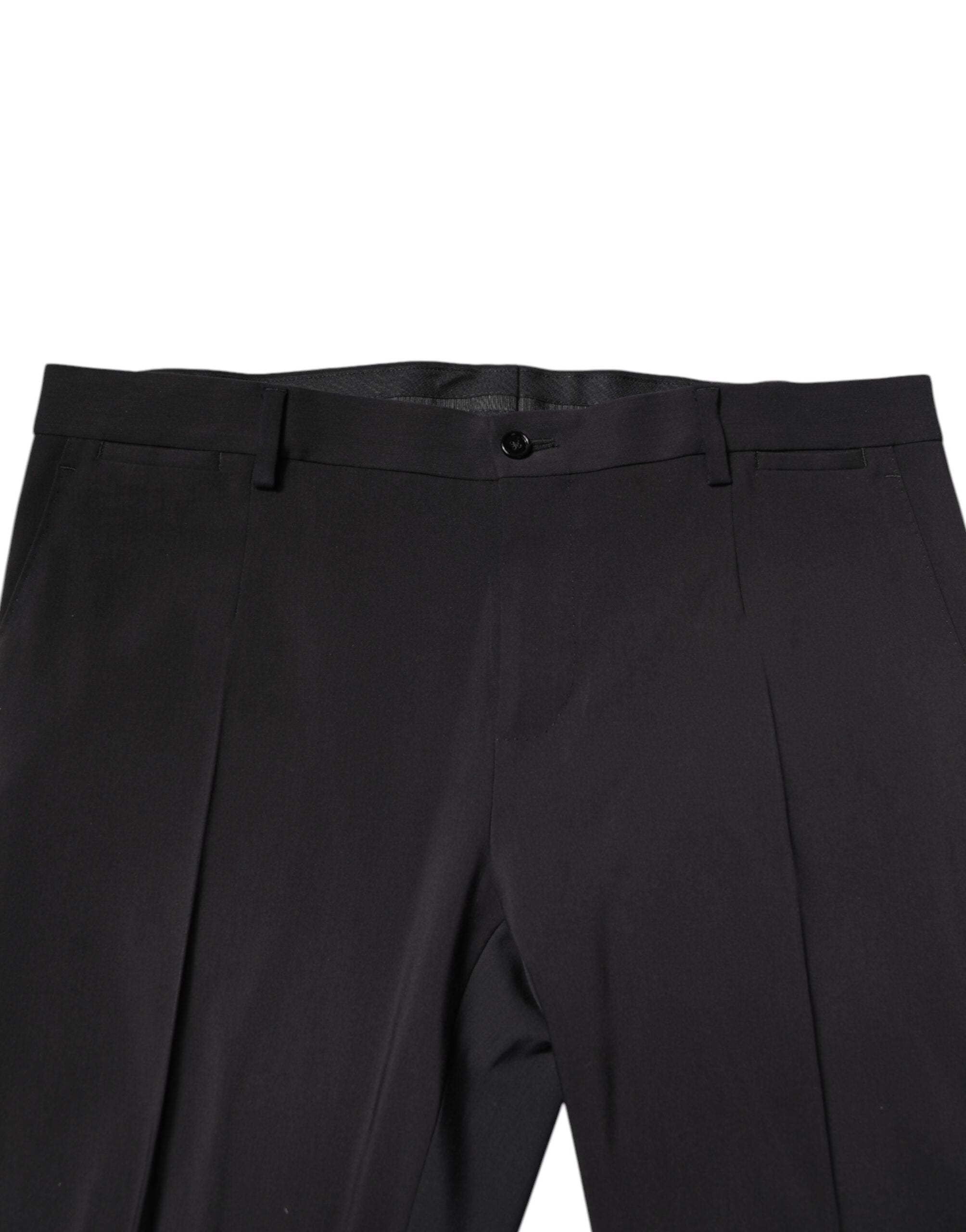 Dolce & Gabbana Schwarzer einreihiger 2-teiliger Anzug aus Wolle