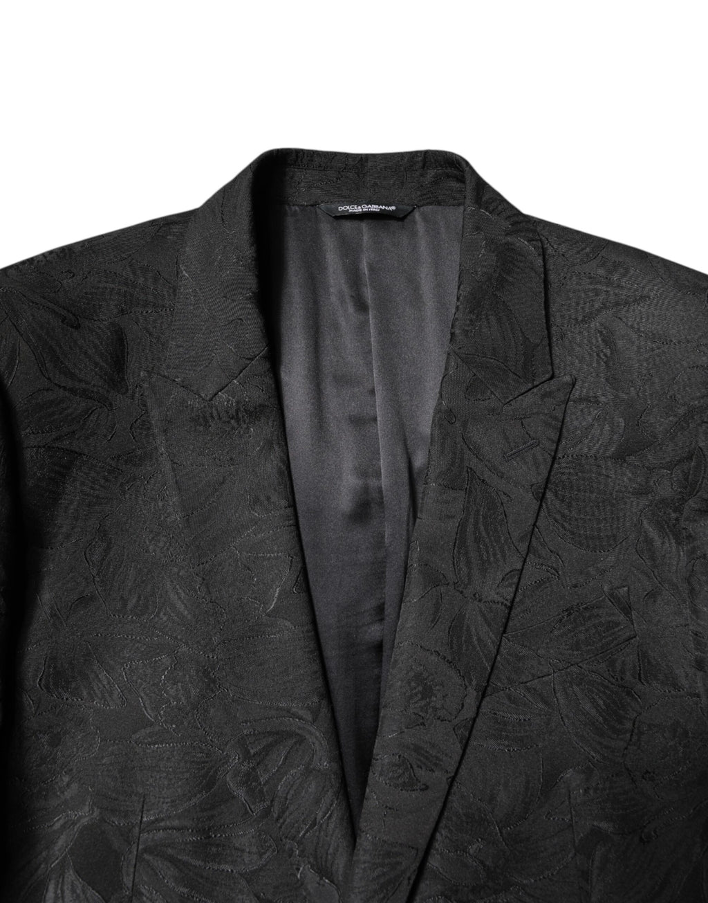 Dolce & Gabbana Schwarzer Polyester-Jacquard-Anzug mit Blumenmuster, 2 Teile