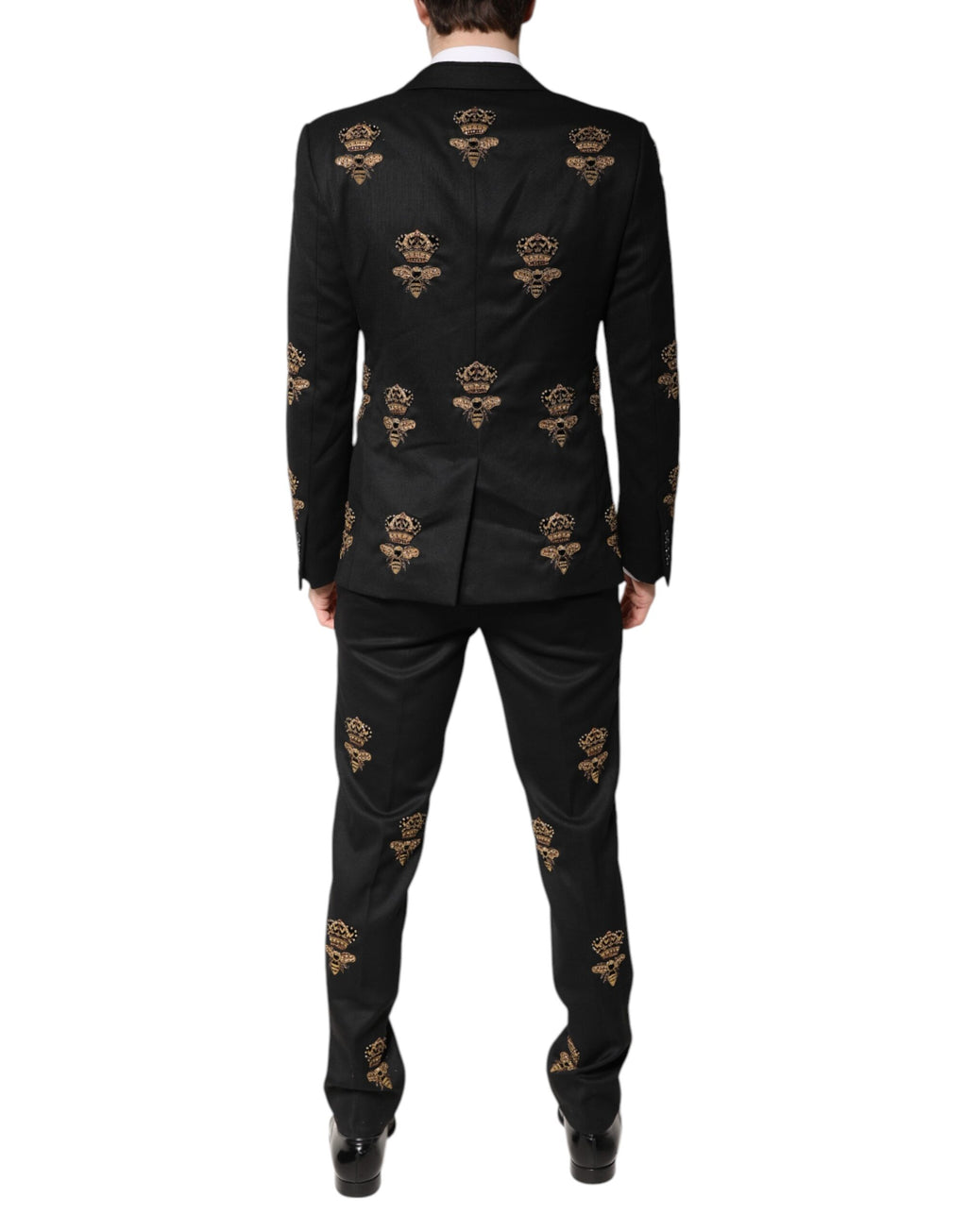 Dolce & Gabbana Schwarzer Bienen-Kronen-Stickerei 2 Stück Anzug