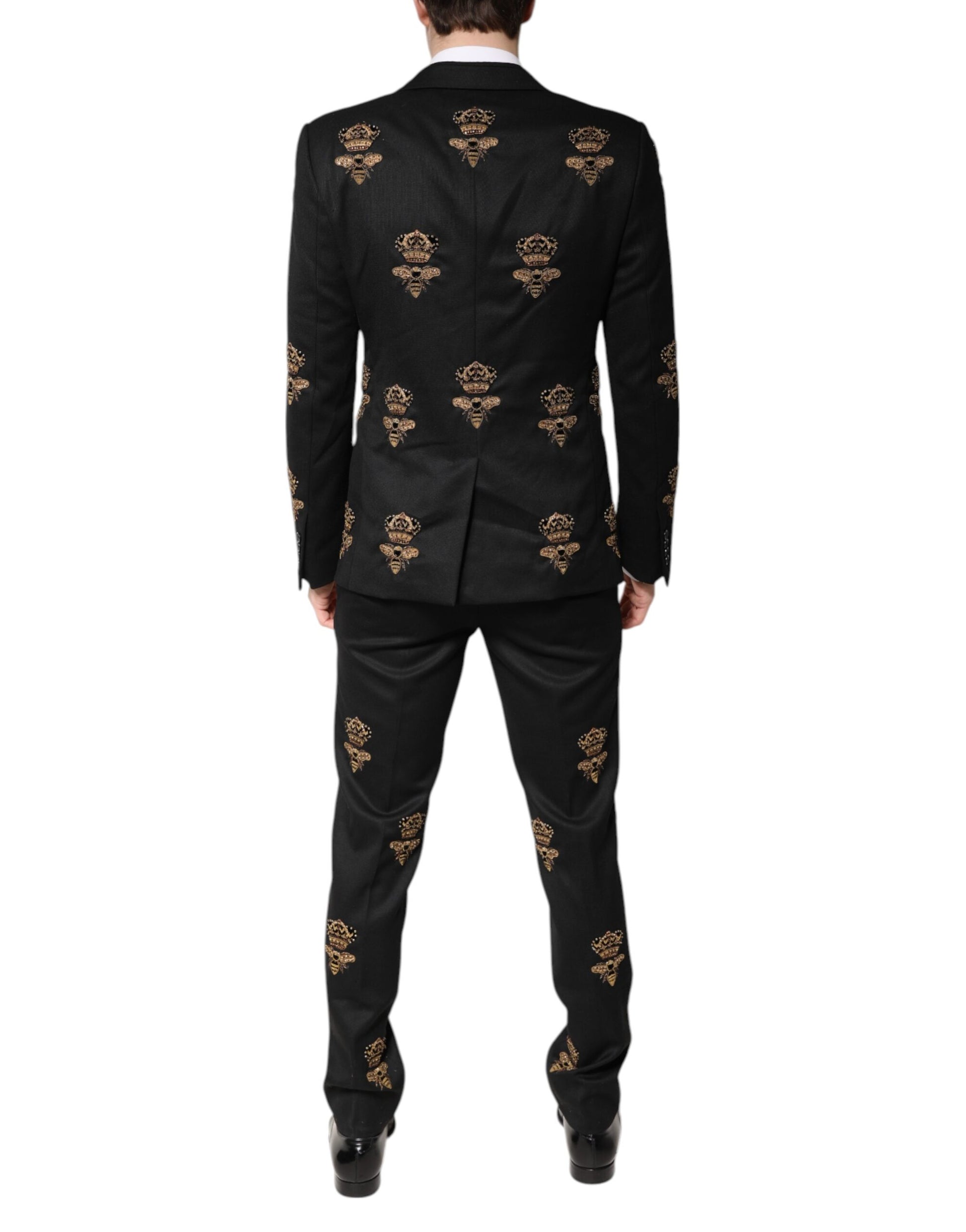 Dolce & Gabbana Schwarzer Bienen-Kronen-Stickerei 2 Stück Anzug