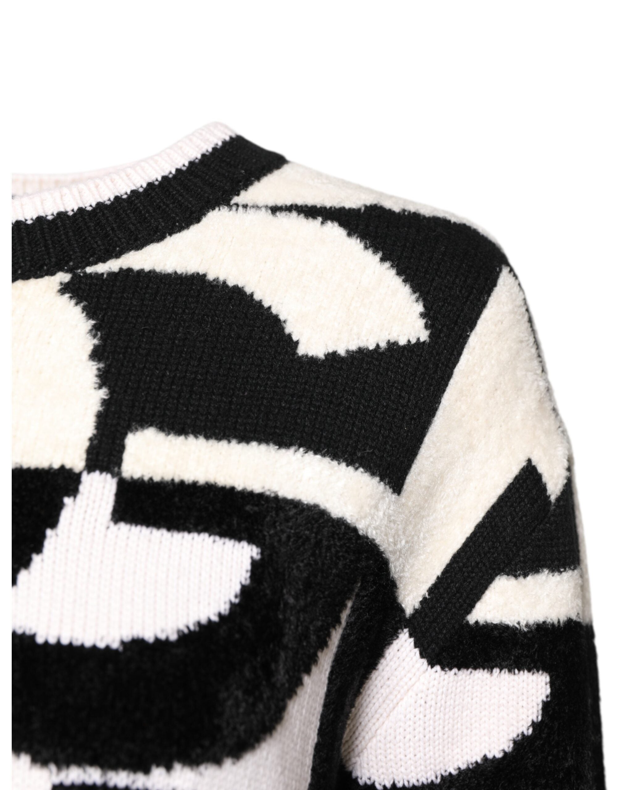 Dolce & Gabbana Weiß Schwarz Logo Print Frauen Pullover Pullover