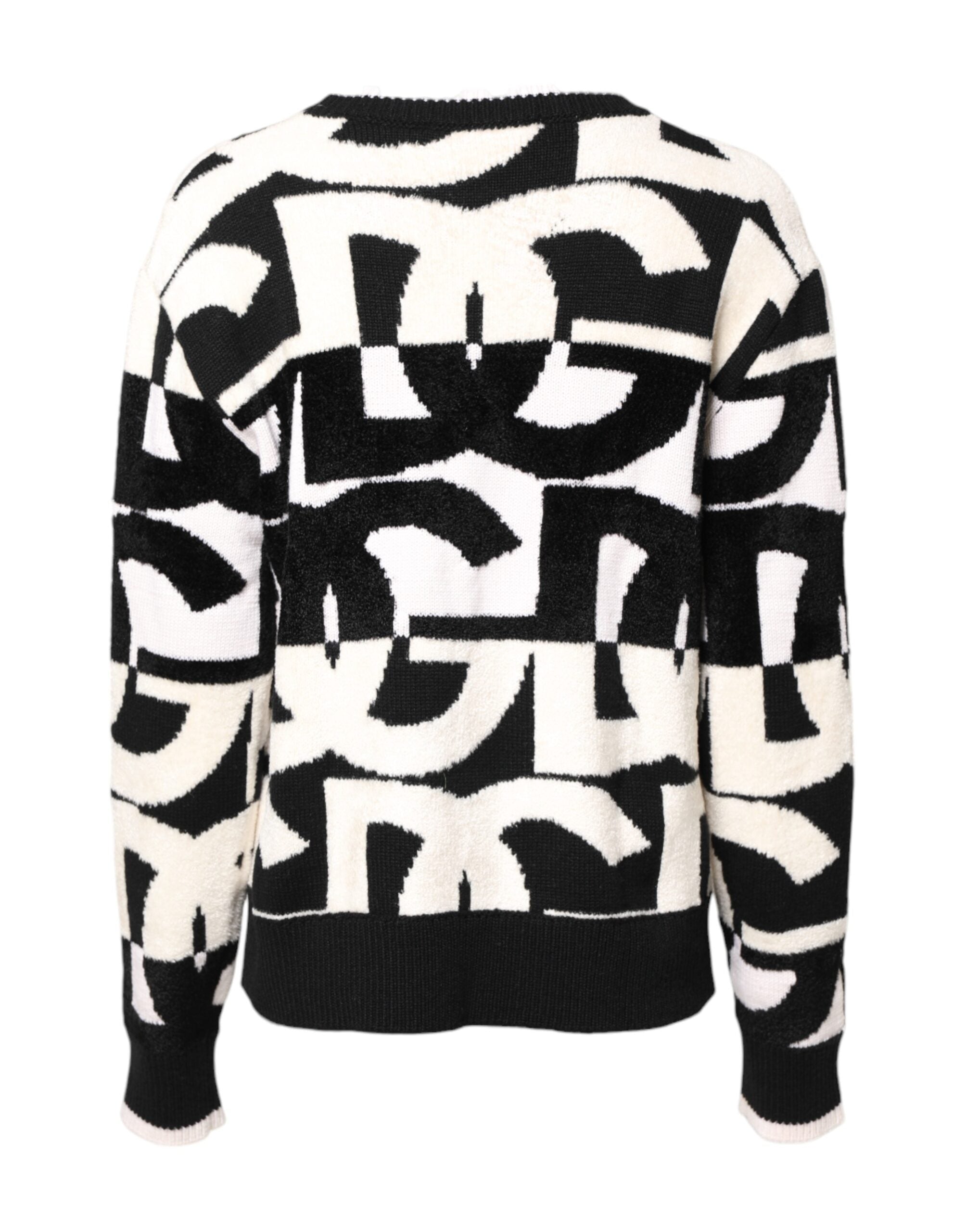 Dolce & Gabbana Weiß Schwarz Logo Print Frauen Pullover Pullover