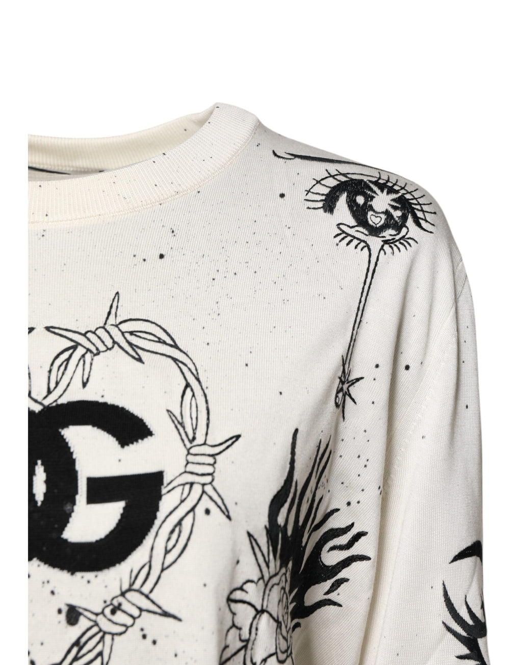 Dolce & Gabbana Weißer Logo Angel Print Damen Pullover
