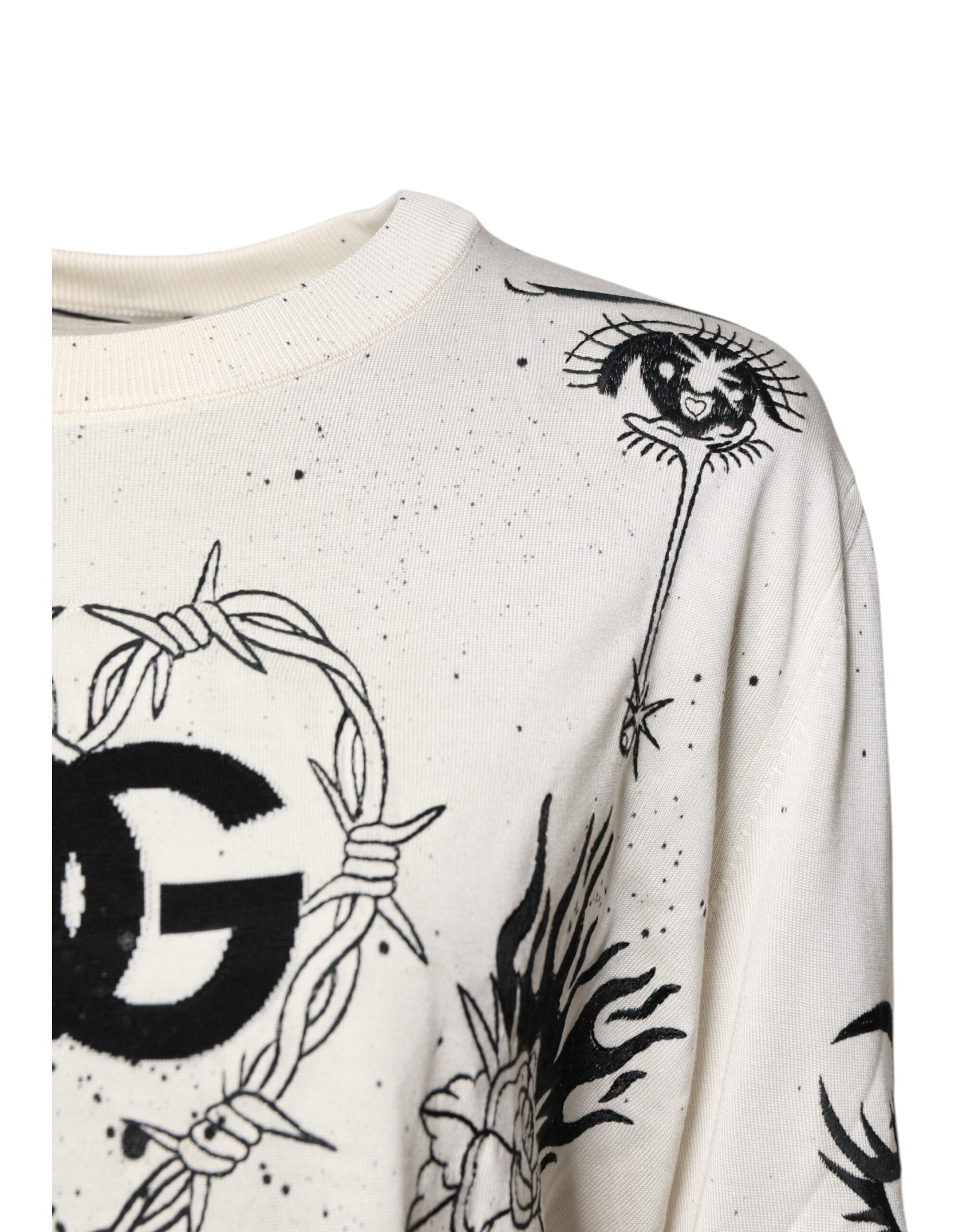 Dolce & Gabbana Weißer Logo Angel Print Damen Pullover