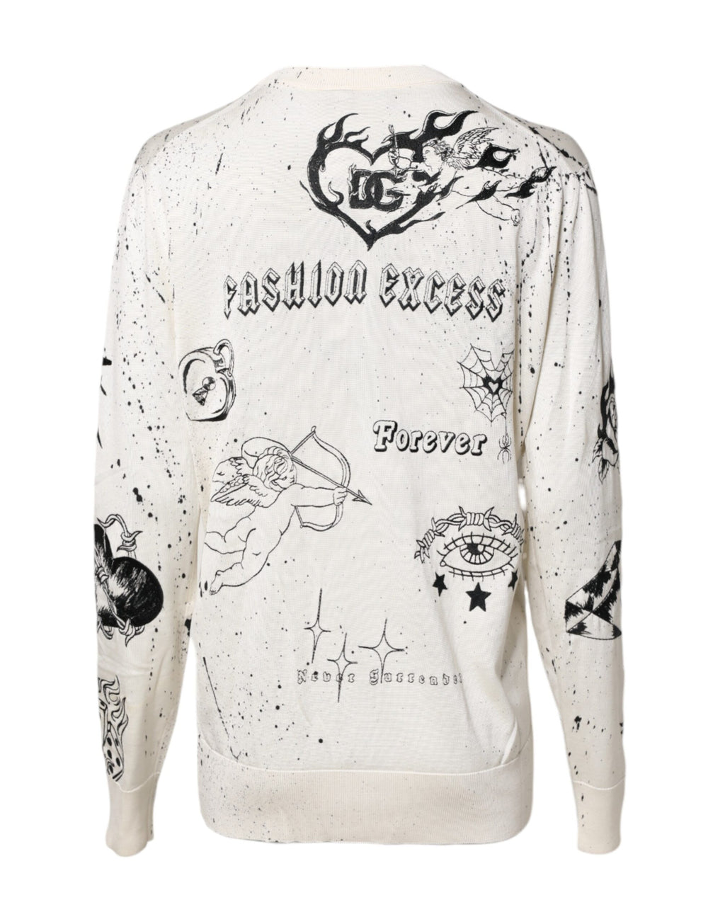 Dolce & Gabbana Weißer Logo Angel Print Damen Pullover
