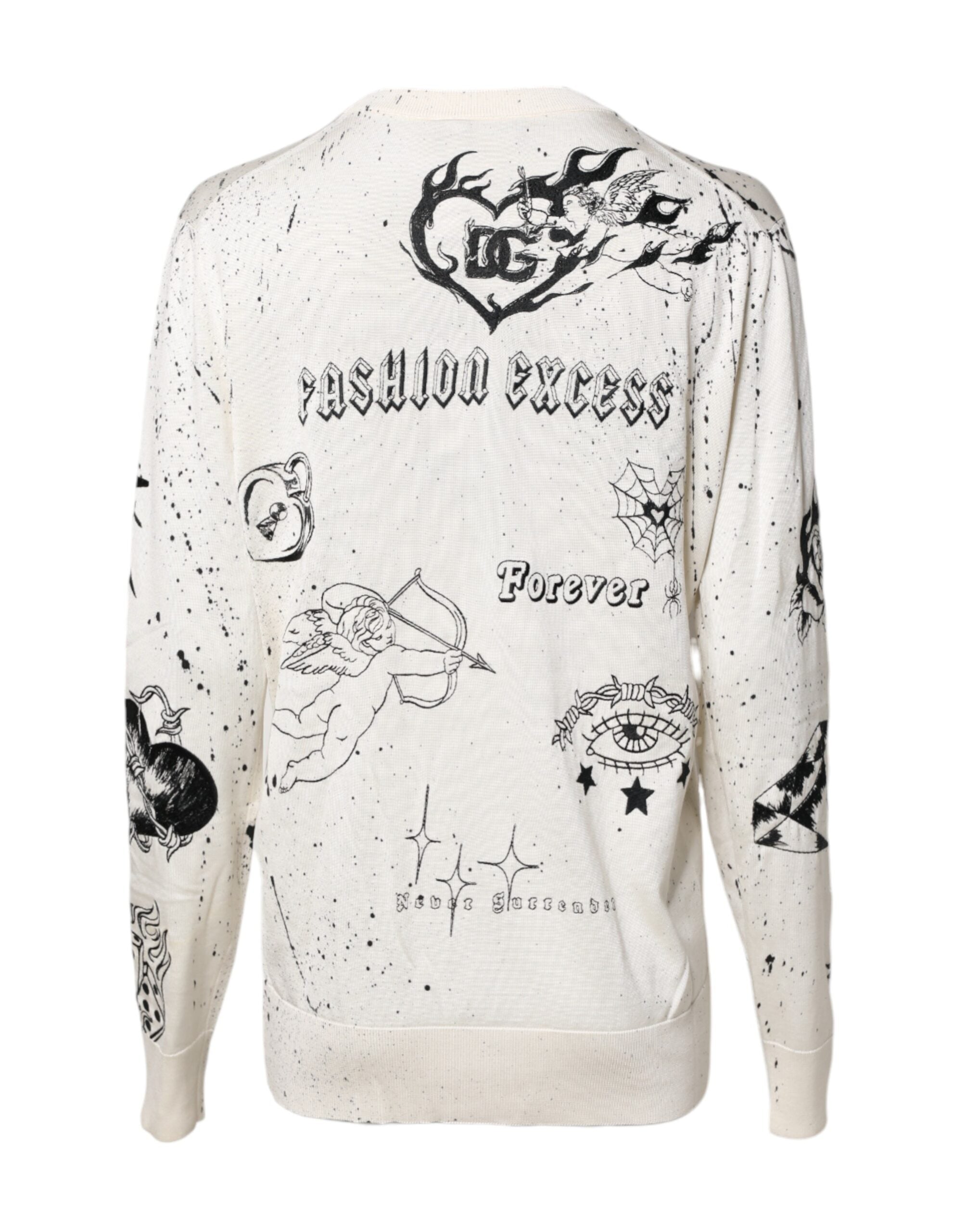 Dolce & Gabbana Weißer Logo Angel Print Damen Pullover