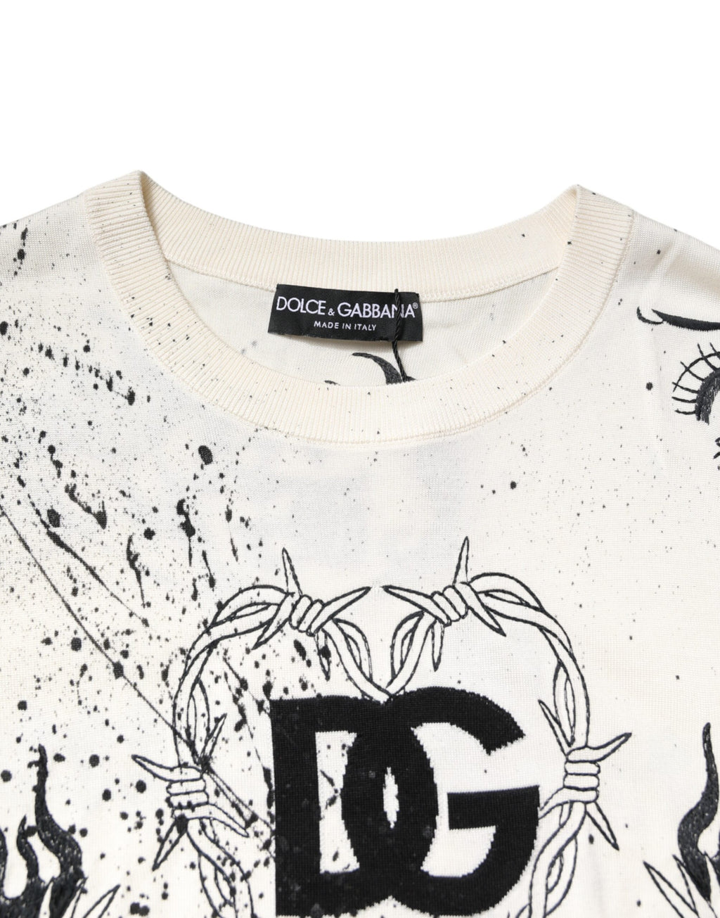 Dolce & Gabbana Weißer Logo Angel Print Damen Pullover