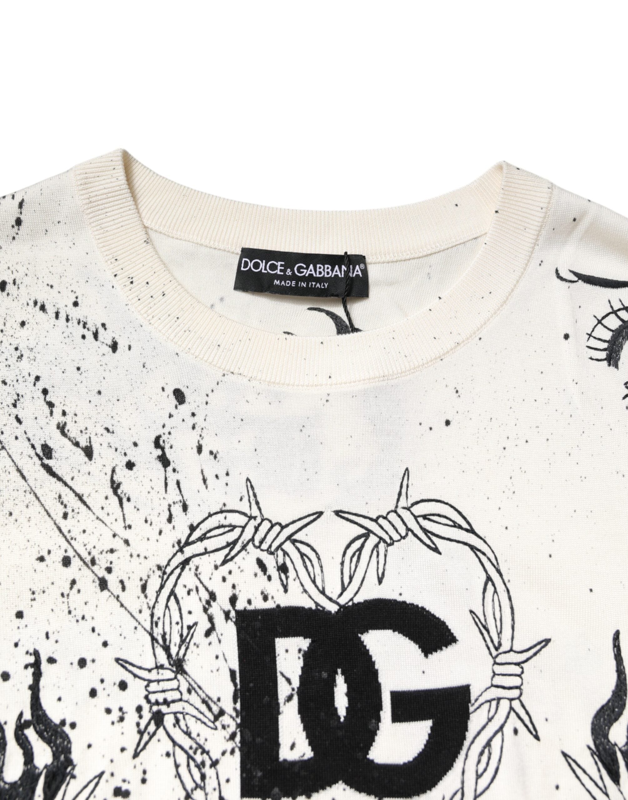 Dolce & Gabbana Weißer Logo Angel Print Damen Pullover